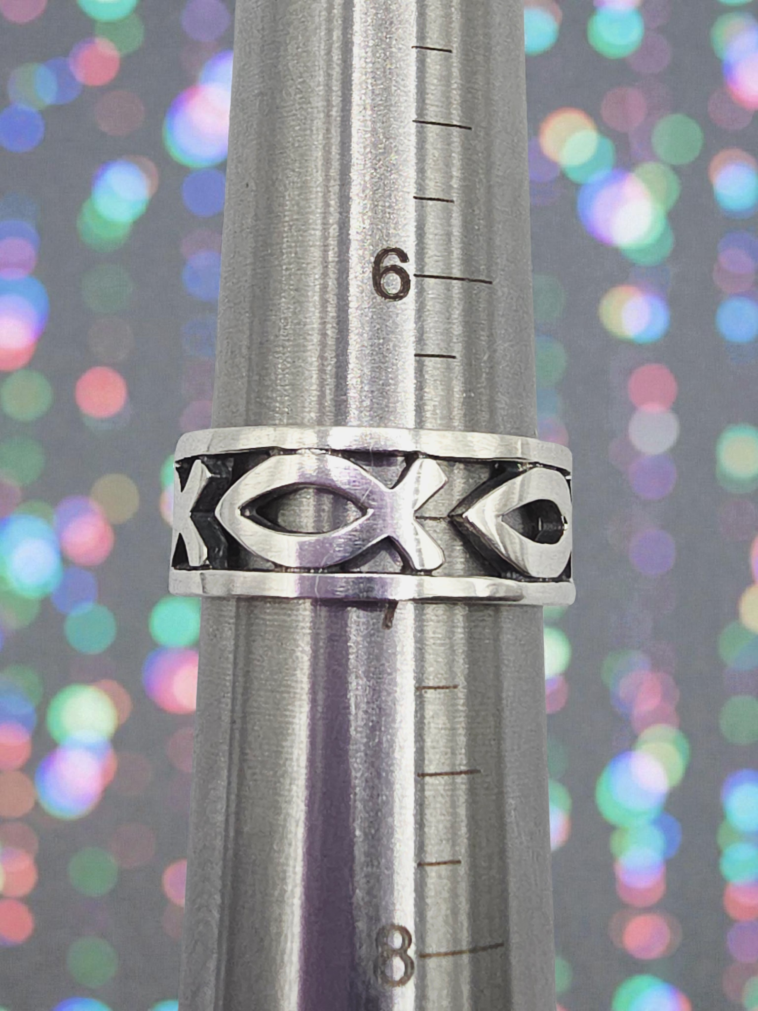 RETIRED James Avery Sterling Silver Ichthus Eternity Ring - Size 7