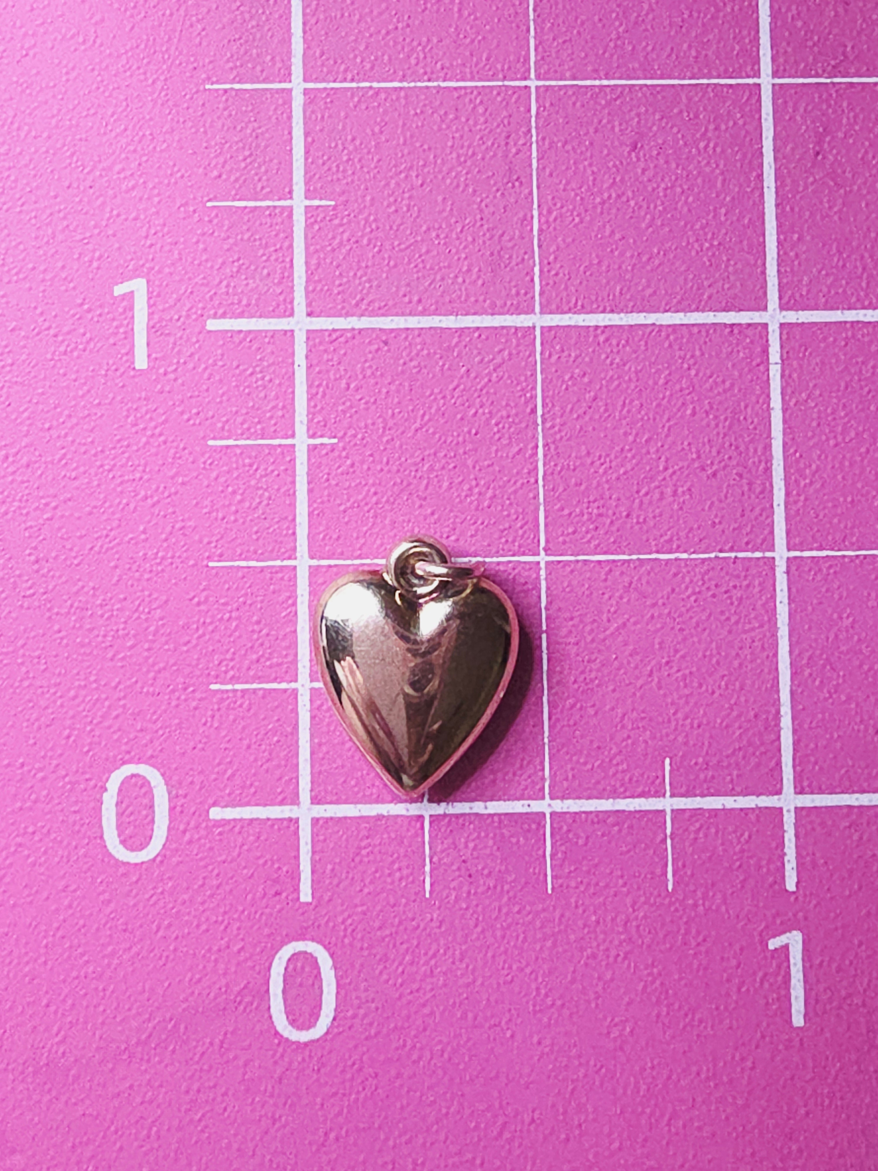Solid 14K Yellow Gold Puffy Heart Charm Pendant Small Dainty 3D