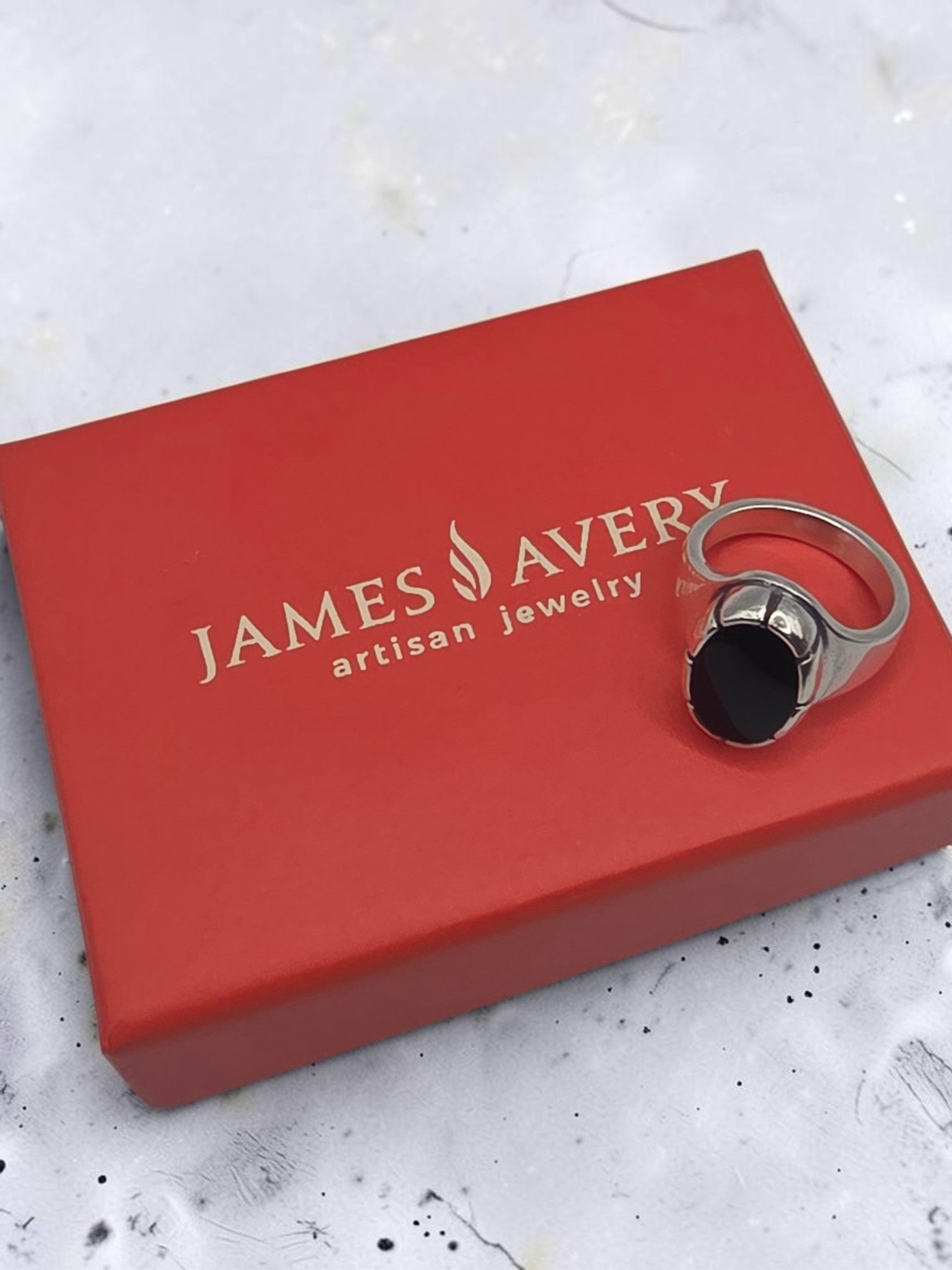 RETIRED James Avery Oval Black Onyx Sterling Silver Ring - Size 7