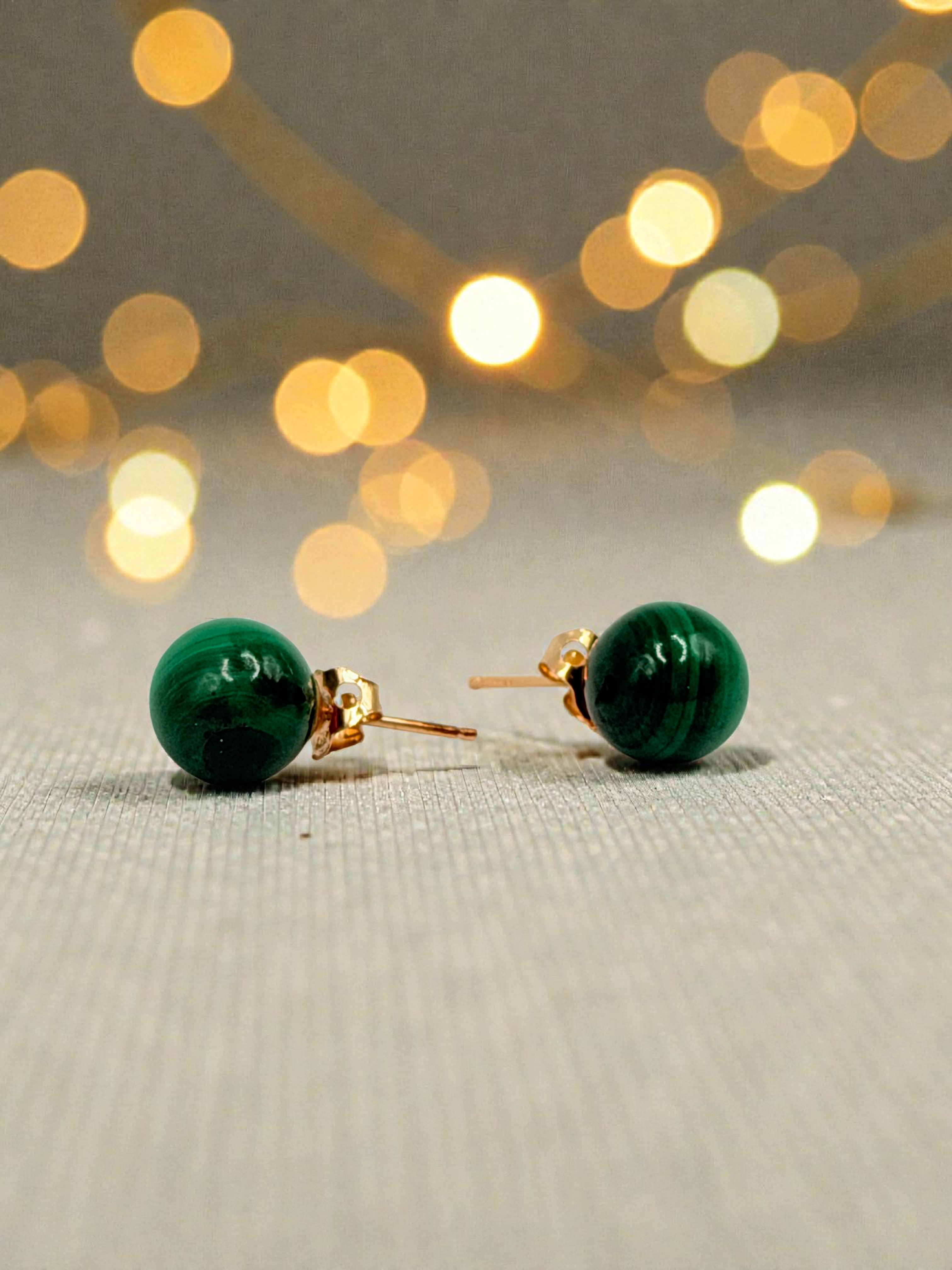 Solid 14K Yellow Gold Stud Earrings with Round Cut Jade