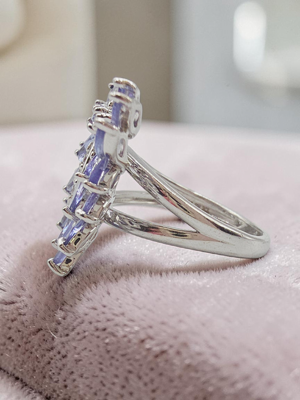 Sterling Silver Butterfly Ring with Iolite Wings and White Topaz Body - Size 5