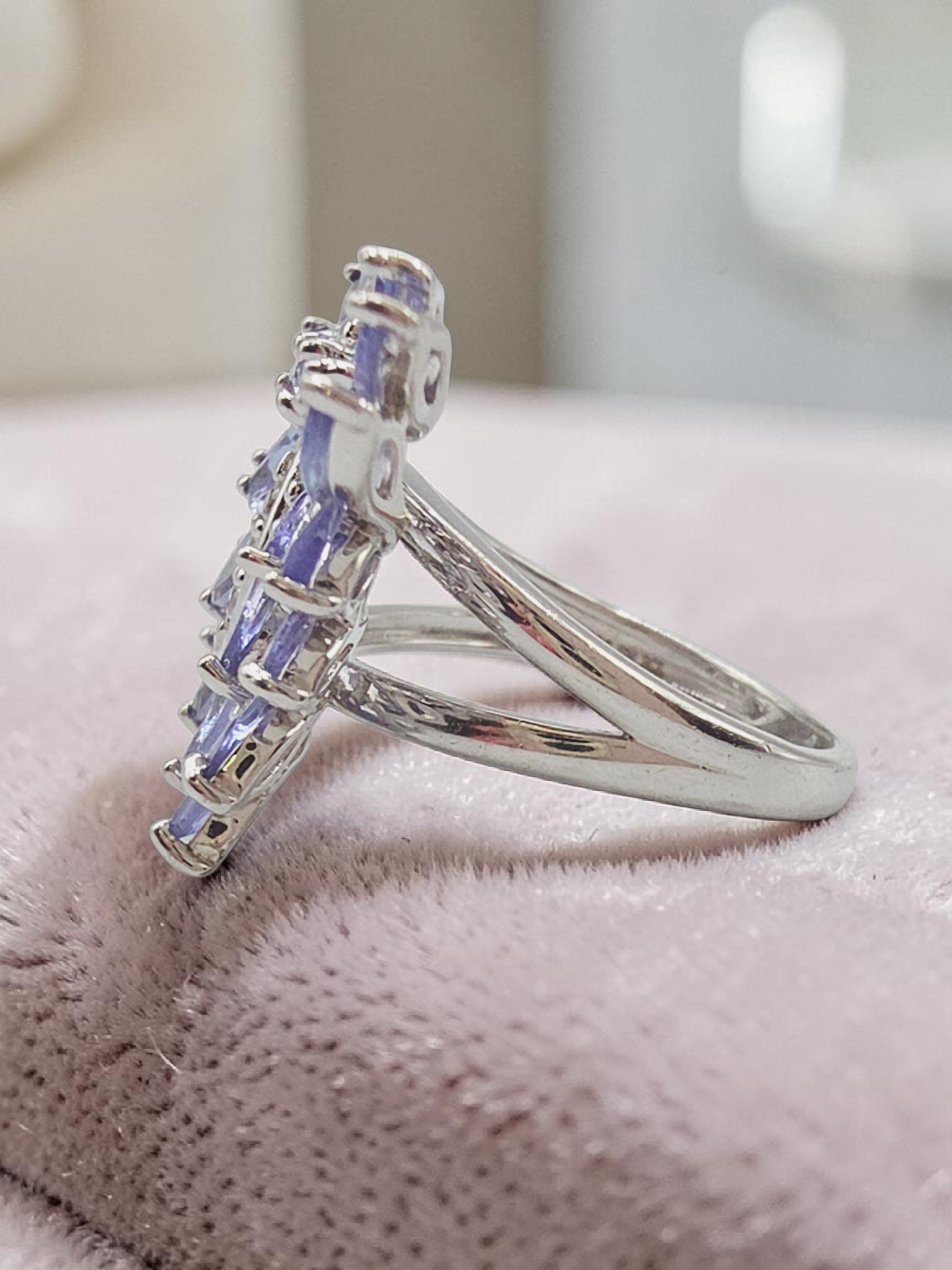 Sterling Silver Butterfly Ring with Iolite Wings and White Topaz Body - Size 5