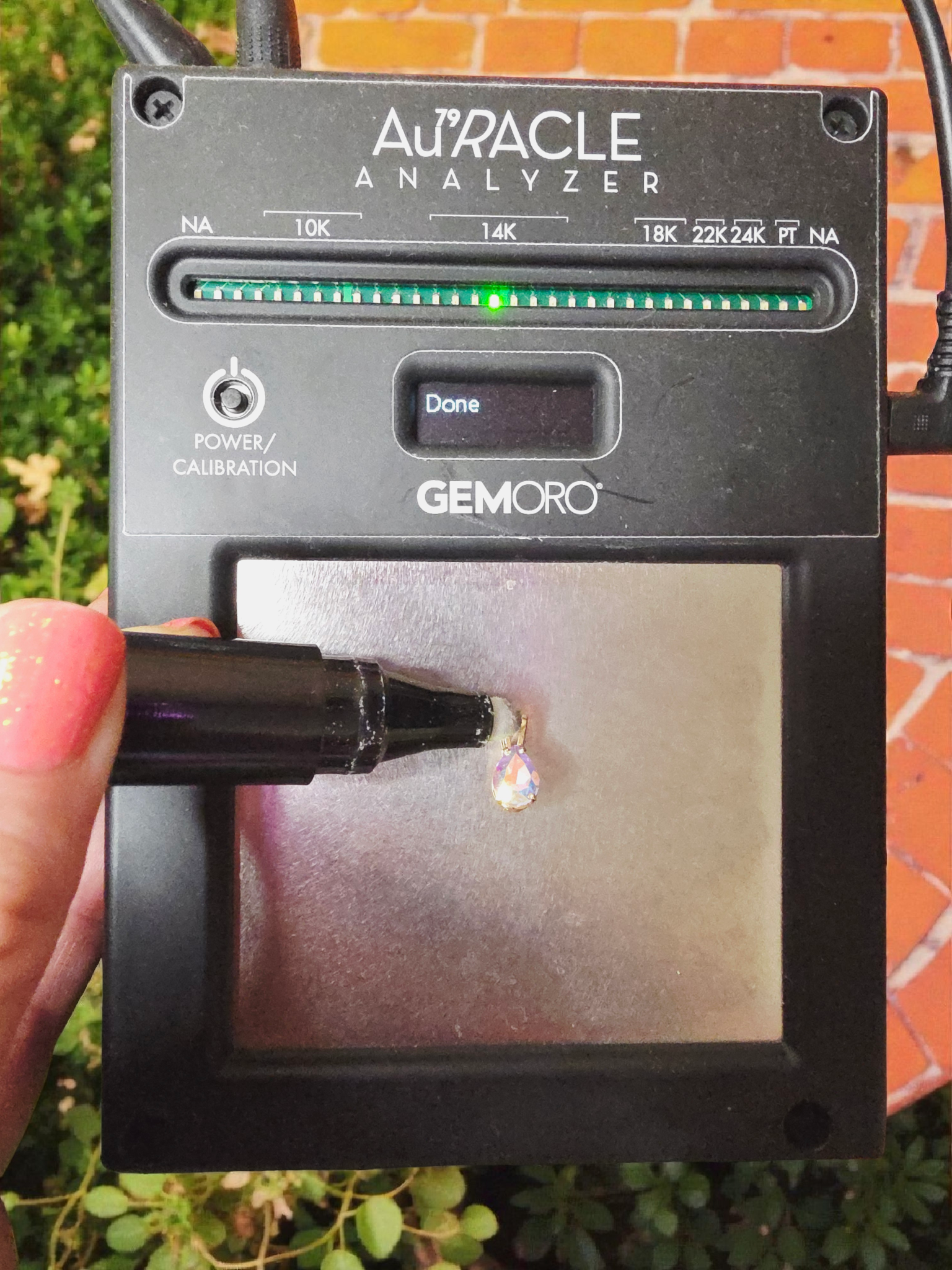 Solid 10K Yellow Gold Pendant with Pear Cut Rainbow Gemstone