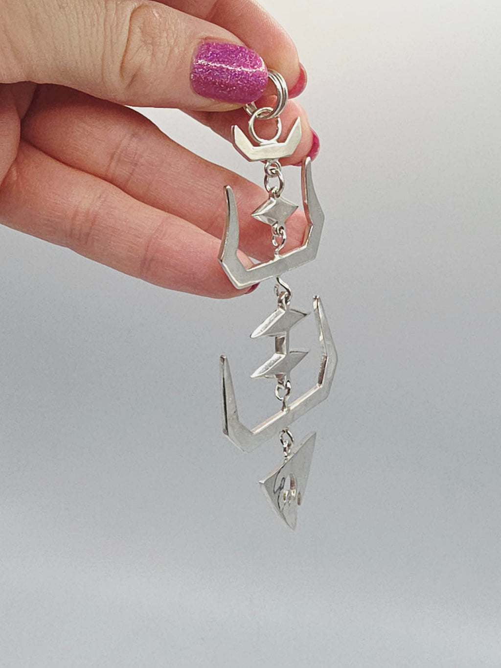 925 Sterling Silver Articulating Fish Bones Necklace Pendant - 4 Inches