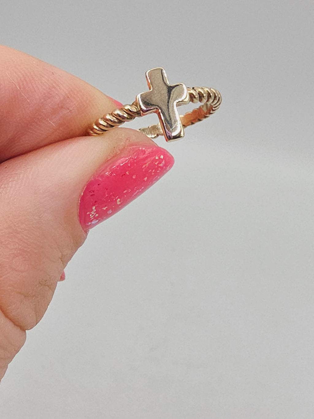 RETIRED James Avery Solid 14K Yellow Gold Cross Ring with Twisted Band – Size 6