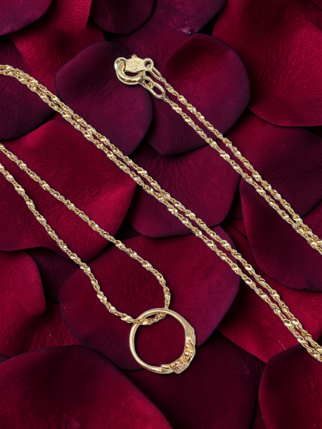 Black Hills Gold Solid 10K Ring Pendant with FREE 14K GF Necklace - 18 Inch