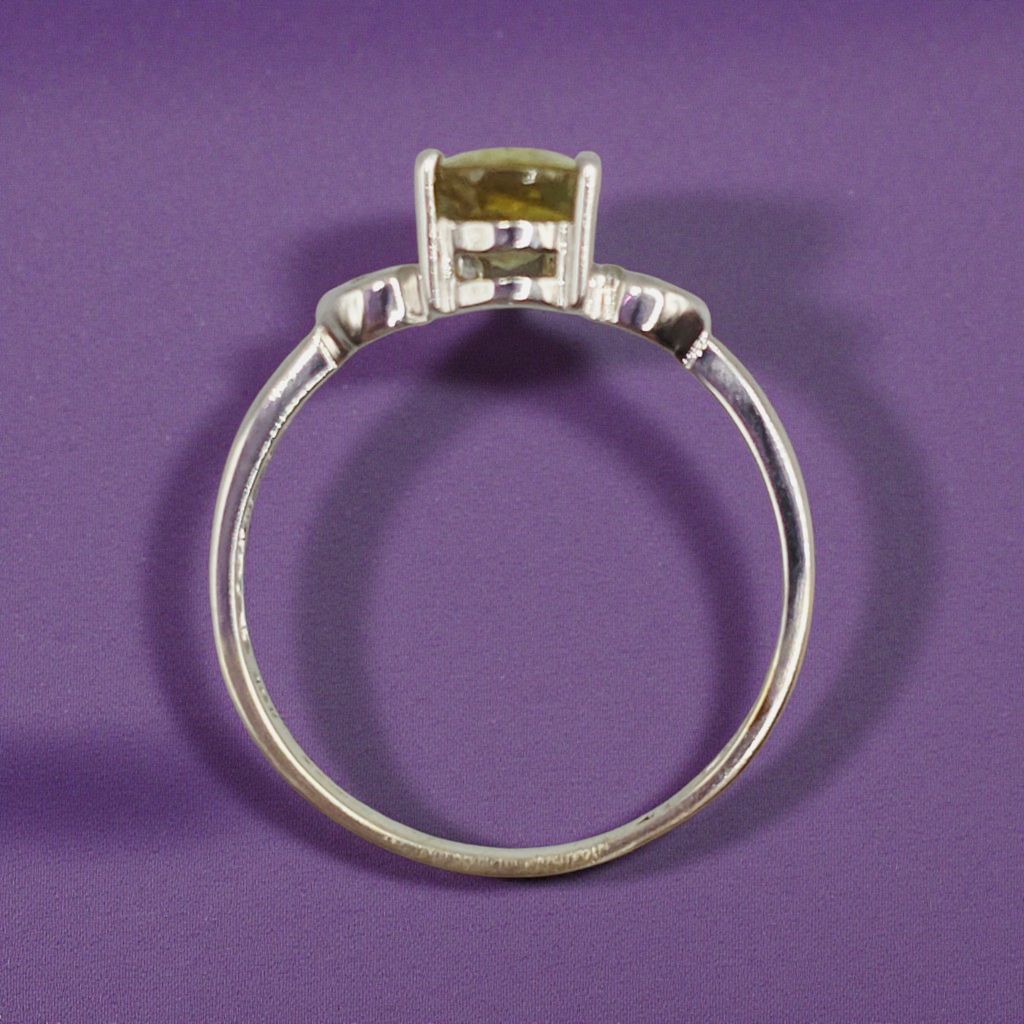 TGGC Solid 10K White Gold Ring with Natural Sphene & White Topaz Accents Size 8