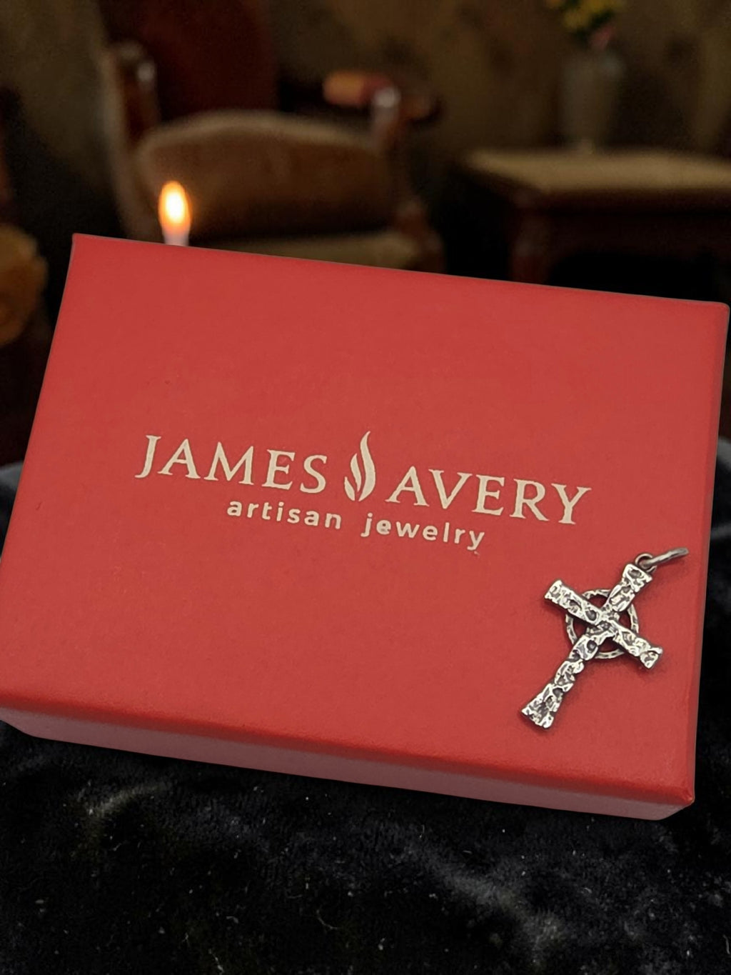 RETIRED James Avery Sterling Silver Hammered Celtic Cross Textured Charm Pendant