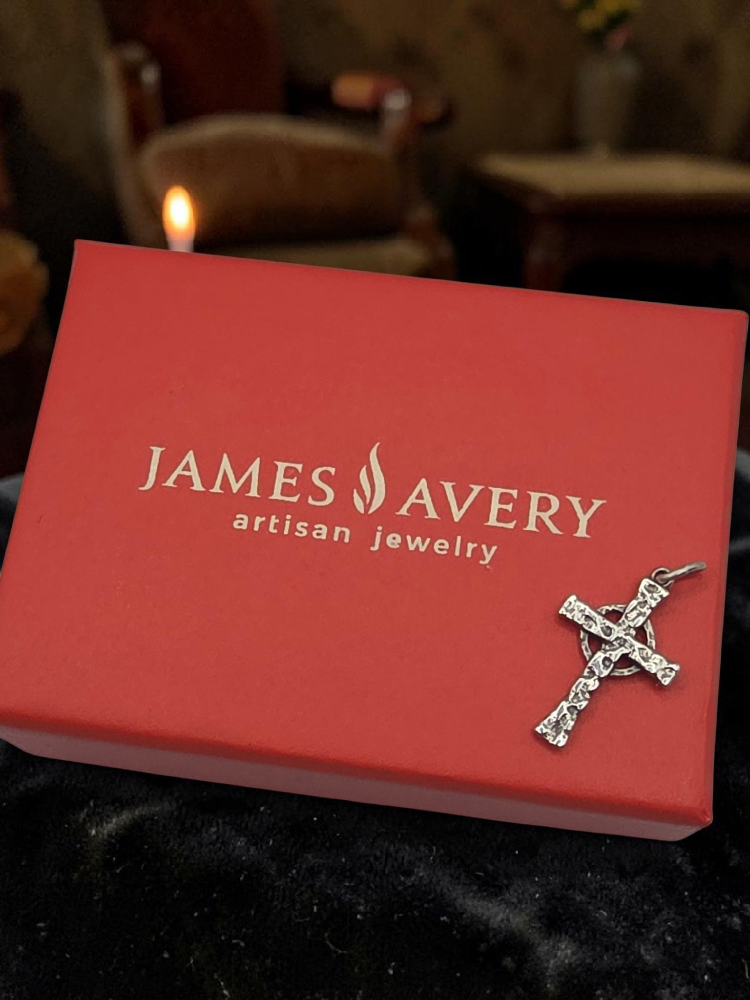 RETIRED James Avery Sterling Silver Hammered Celtic Cross Textured Charm Pendant