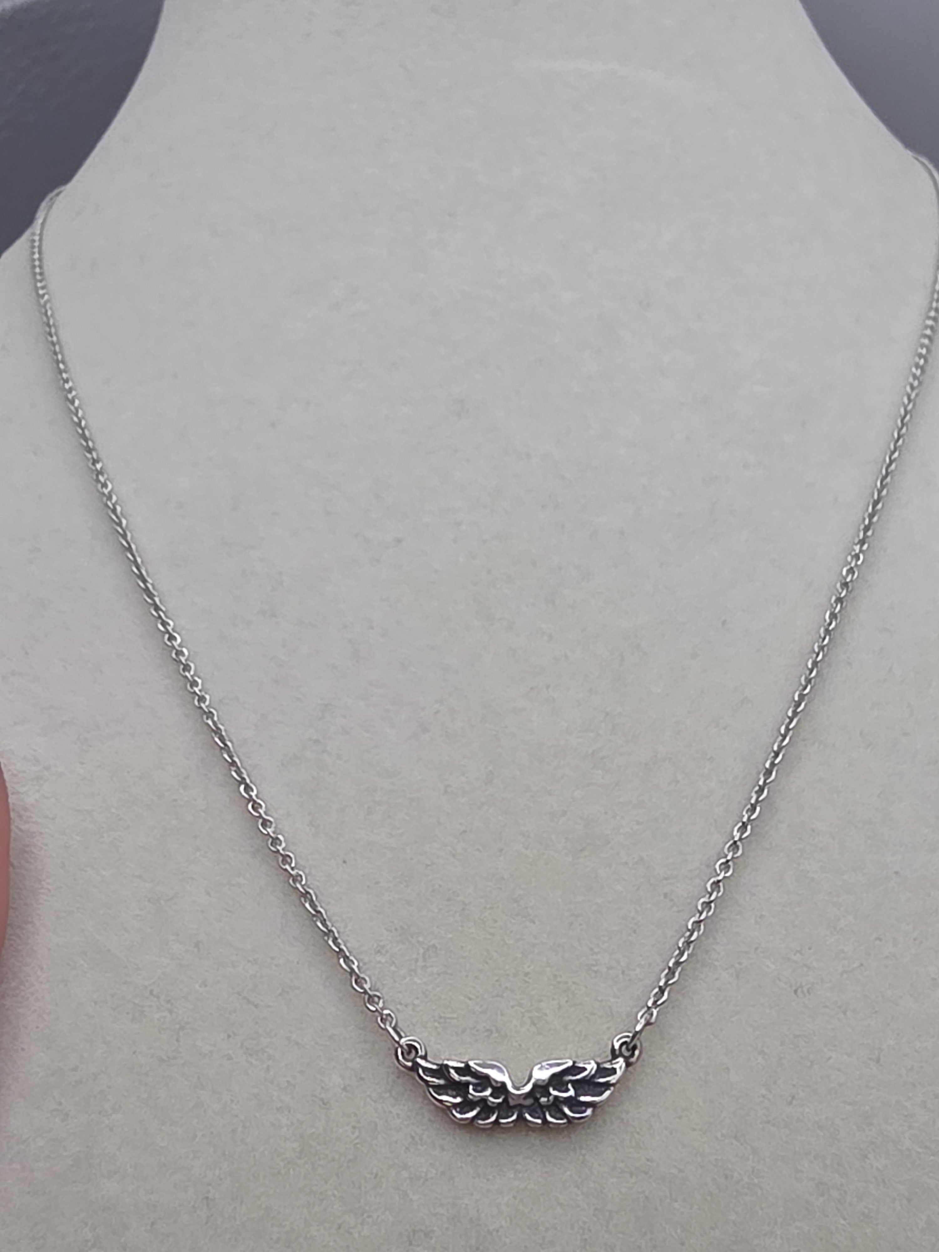 RETIRED James Avery Take Flight Angel Wings 925 Sterling Silver Pendant Necklace