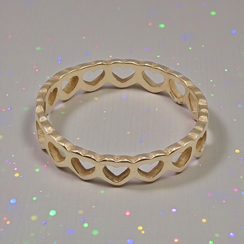 James Avery Solid 14K Yellow Gold Heart Band Ring Size 10