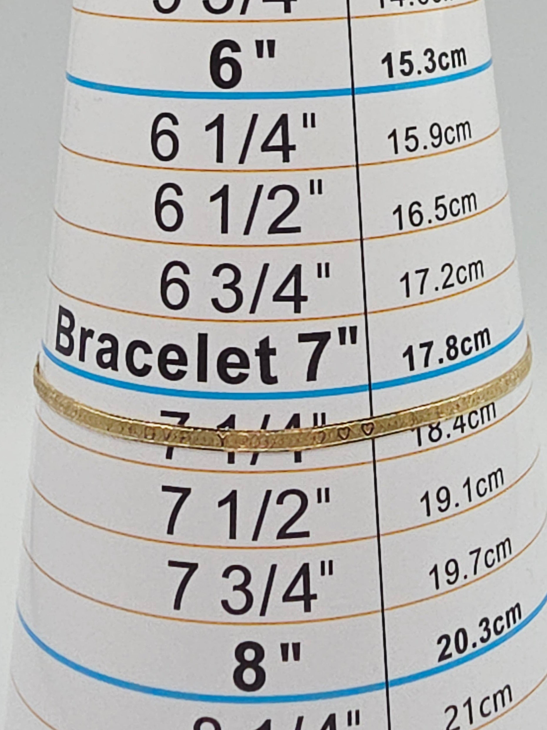 Solid 14K Yellow Gold I LOVE YOU Herringbone Bracelet - ITALY - 7 1/8 Inch