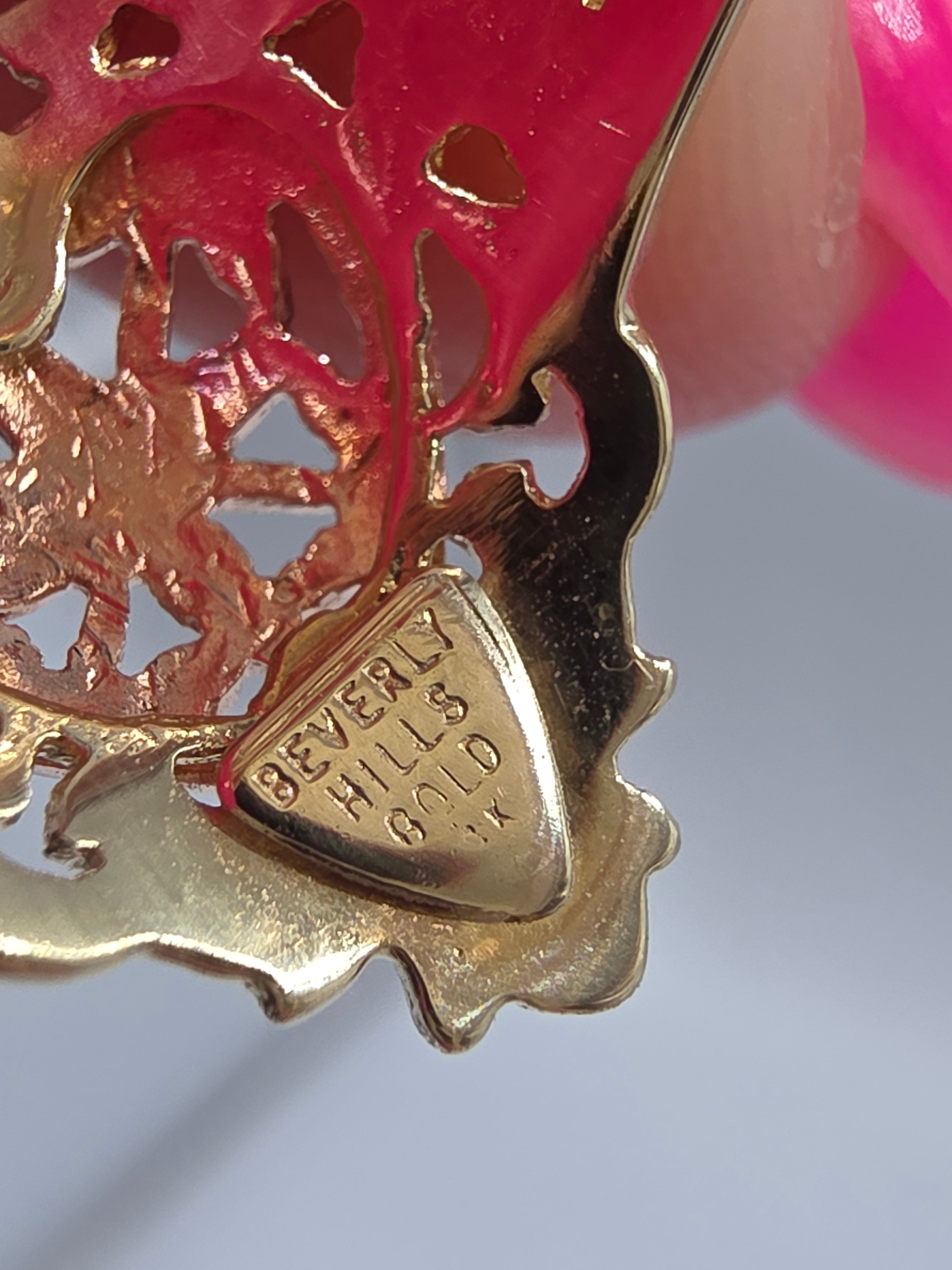 Vintage Beverly Hills Gold Solid 14K Two Tone Floral Filigree Heart Ring - Size 6