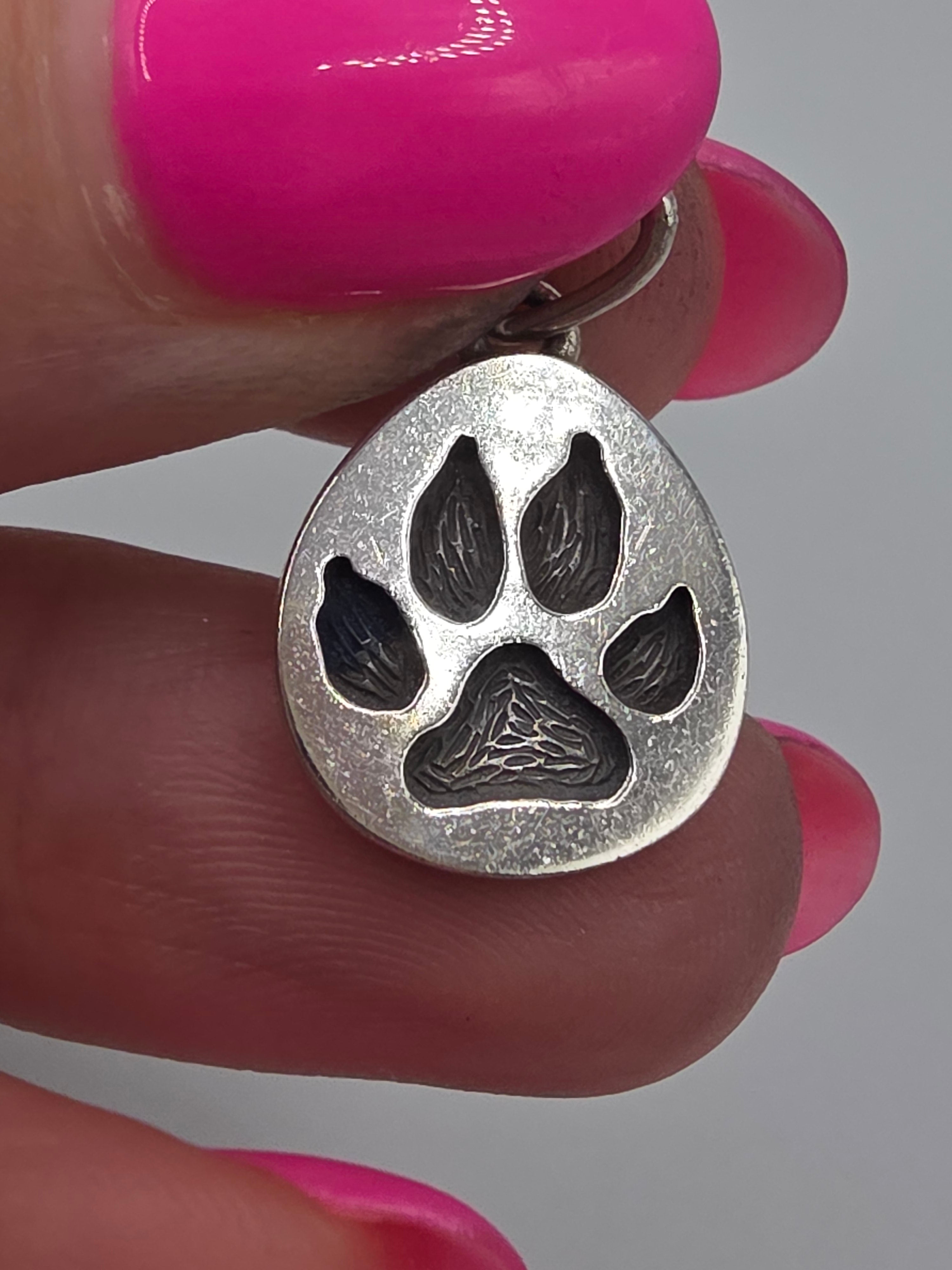 James Avery Sterling Silver Paw Print Charm Uncut Loop with Box and Pouch