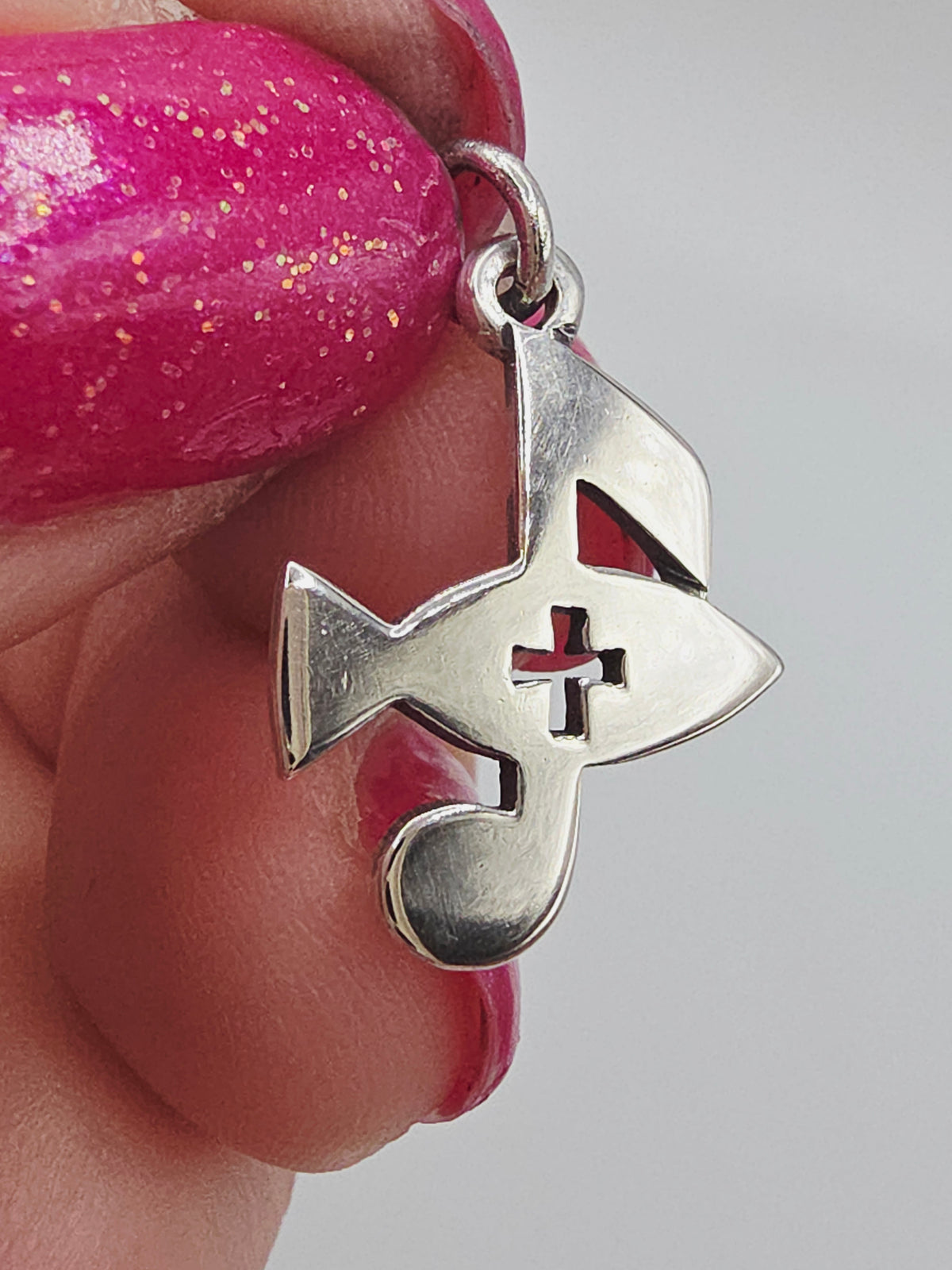 RETIRED James Avery Ichthus Fish Music Note Cross Sterling Silver Charm Pendant