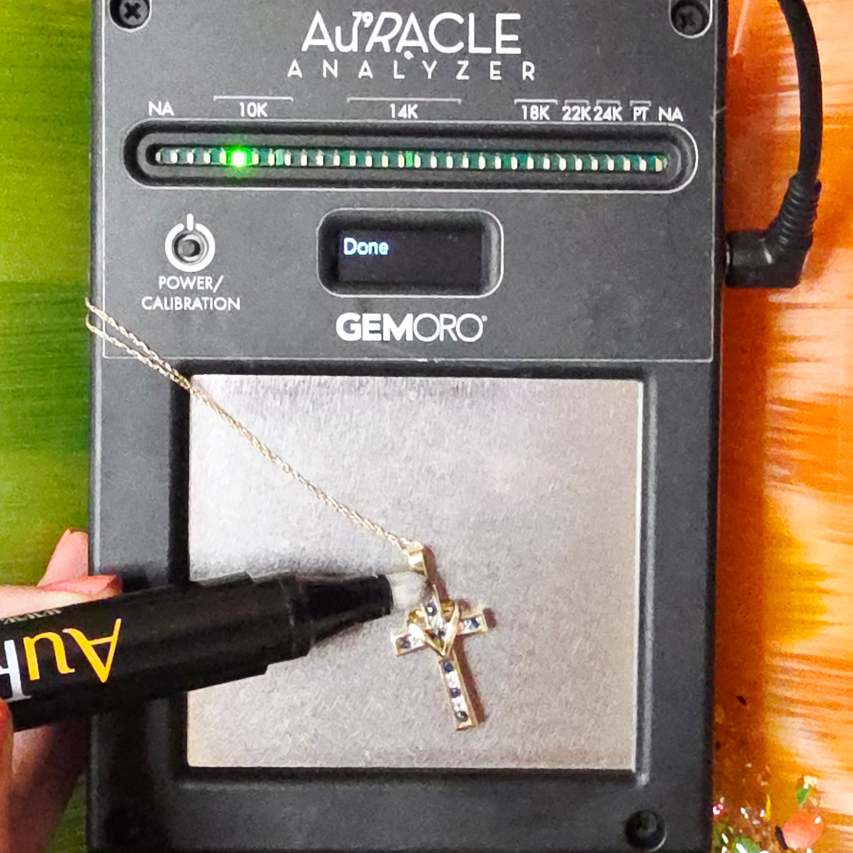 Solid 10K Gold Cross Pendant Necklace - Blue Sapphires & Diamonds - 18 Inch