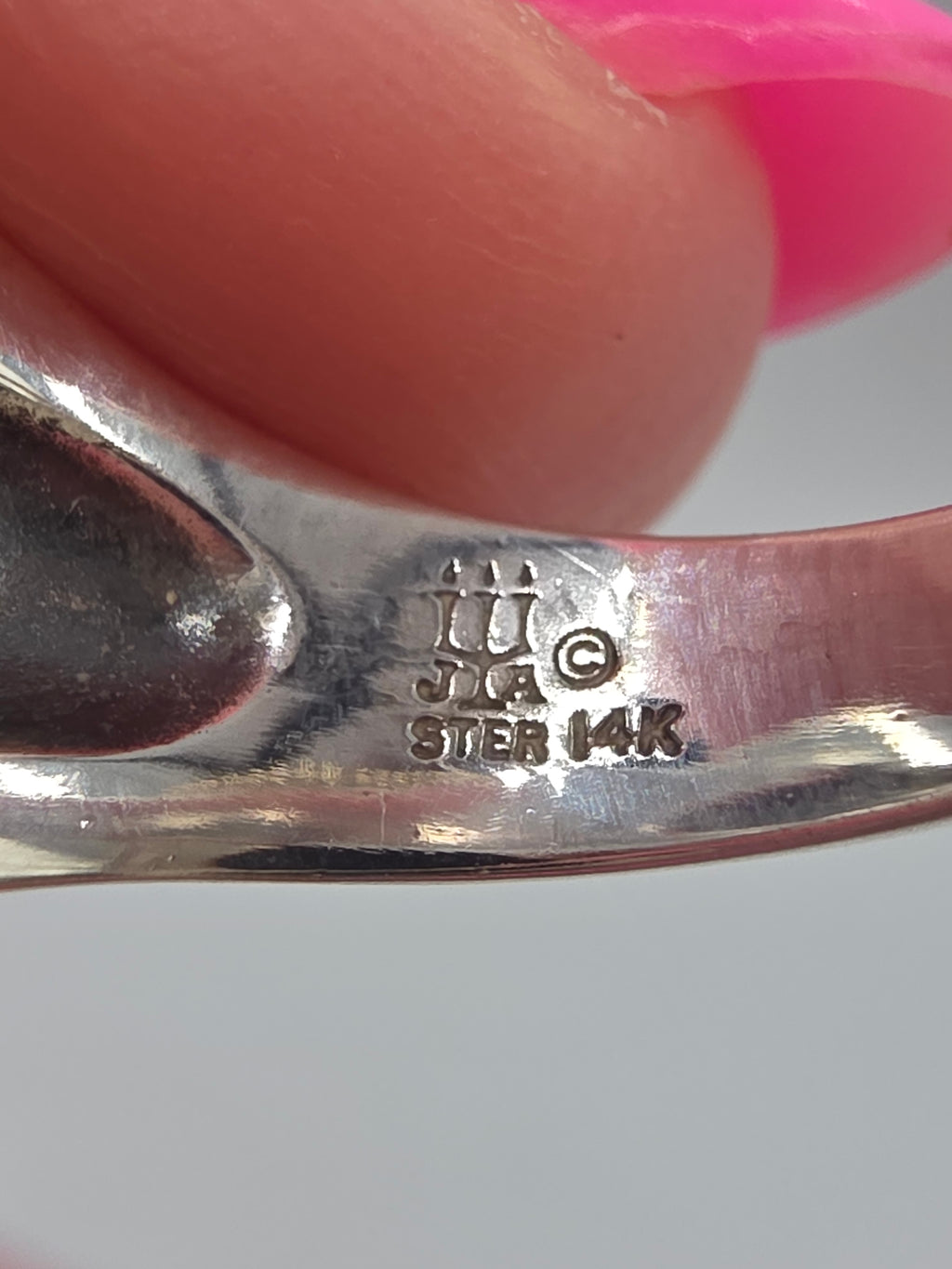 RETIRED James Avery Sterling Silver Heart Ring with 14K Gold Cross Size 6