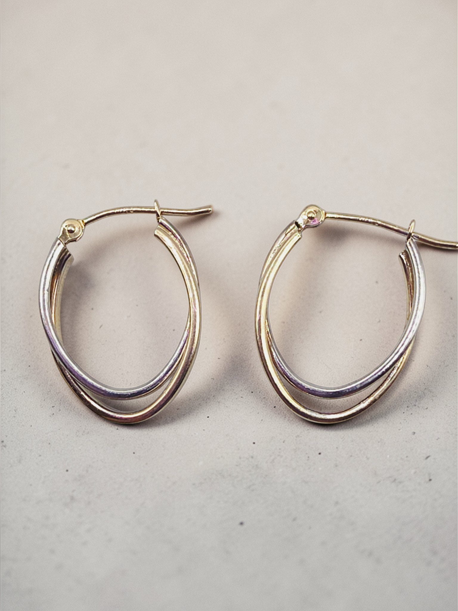 Solid 14K Two-Tone Double Hoop Earrings