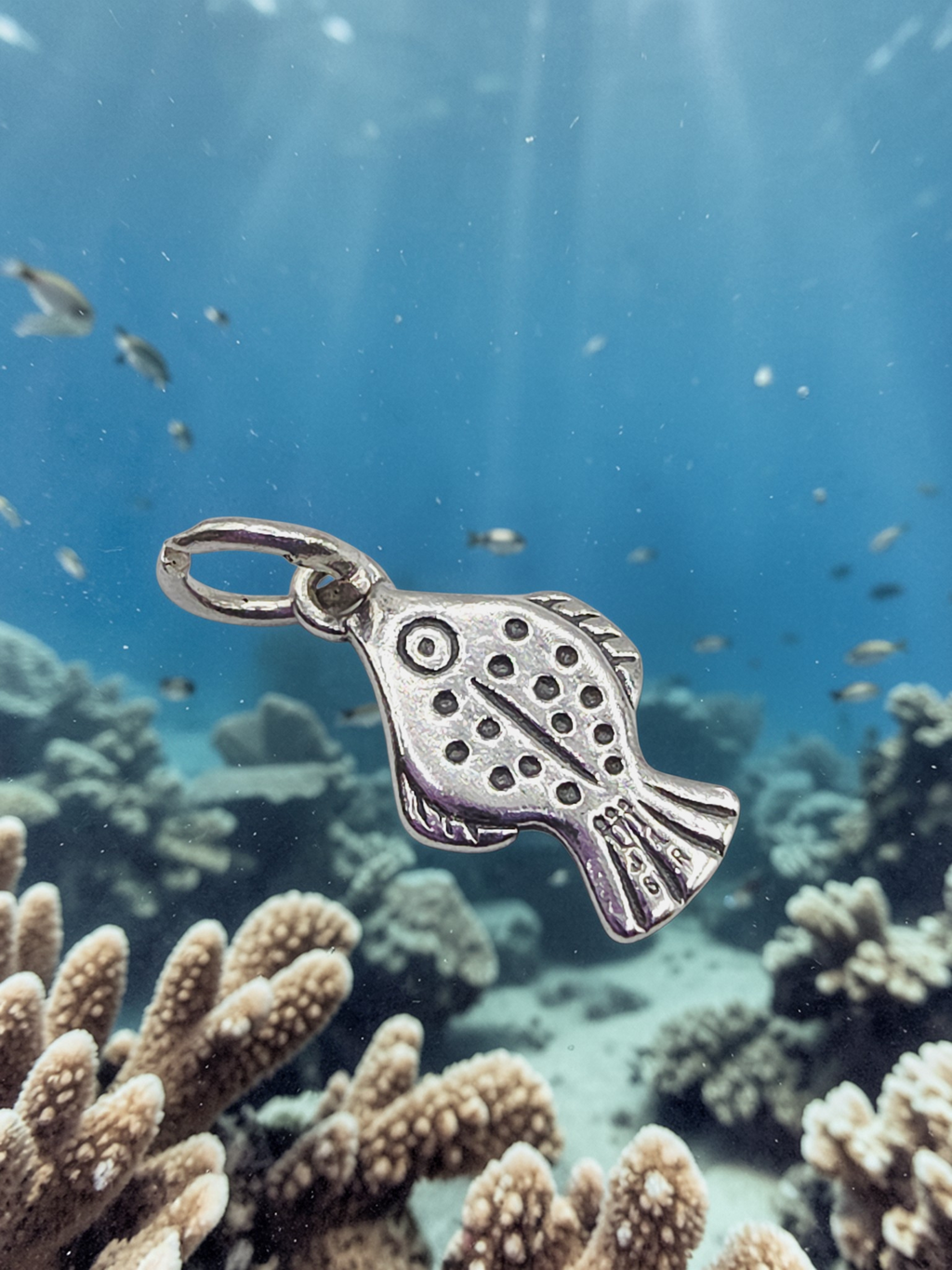 RETIRED James Avery Spotted Flounder Fish Charm Pendant with Box