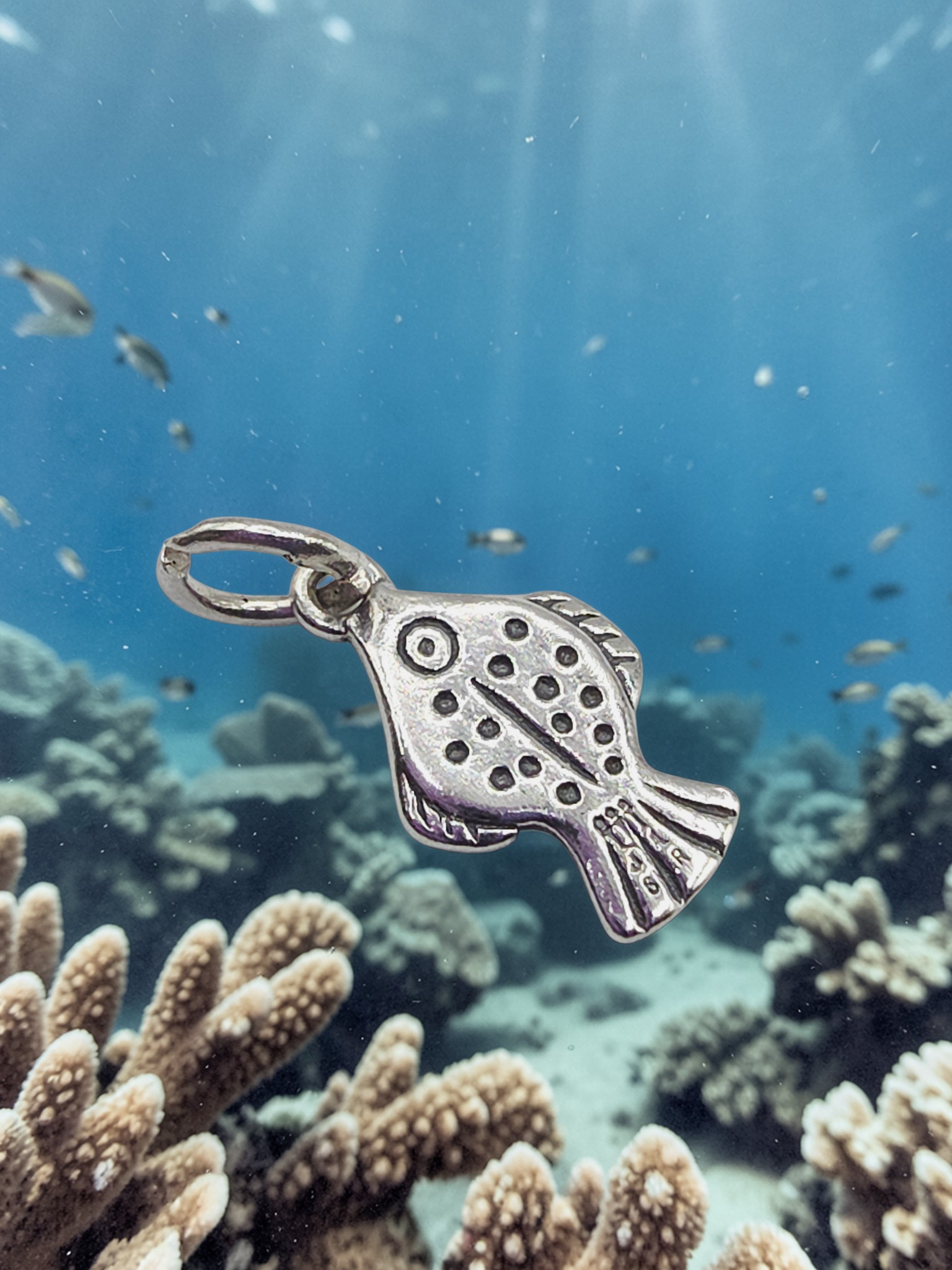 RETIRED James Avery Spotted Flounder Fish Charm Pendant with Box