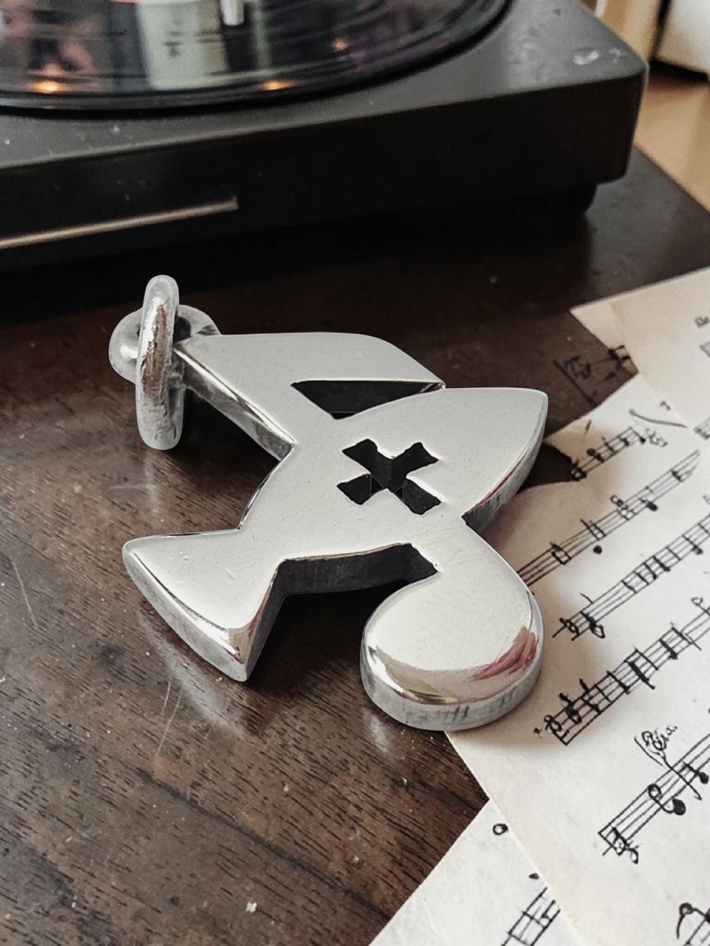 RETIRED James Avery Ichthus Fish Music Note Cross Sterling Silver Charm Pendant