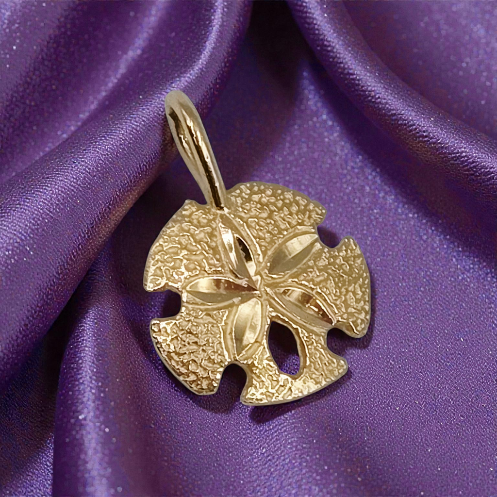 Solid 14K Yellow Gold Sand Dollar Necklace Pendant