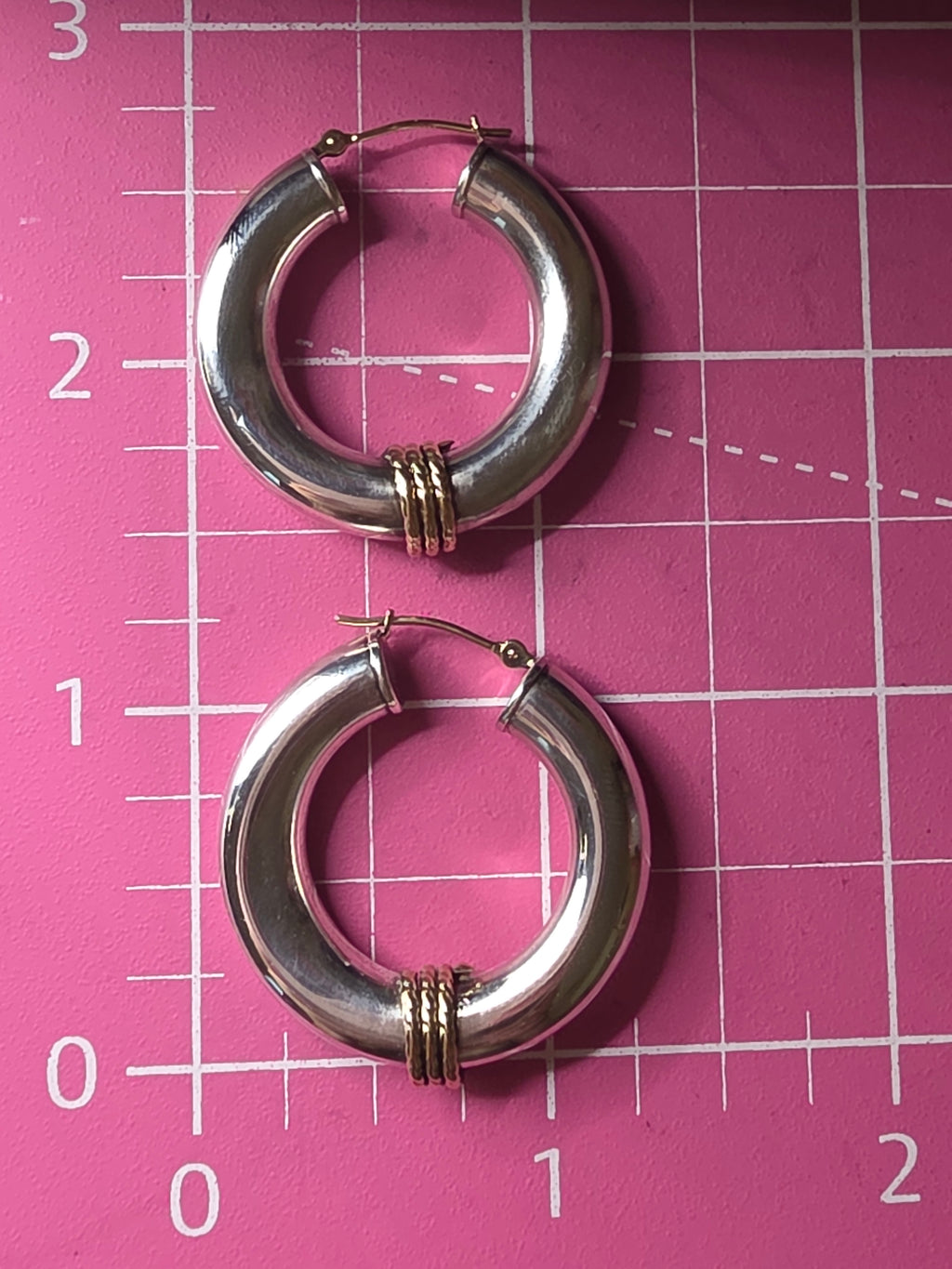 925 Sterling Silver Hoop Earrings with Solid 14K Gold Twisted Rope Accents