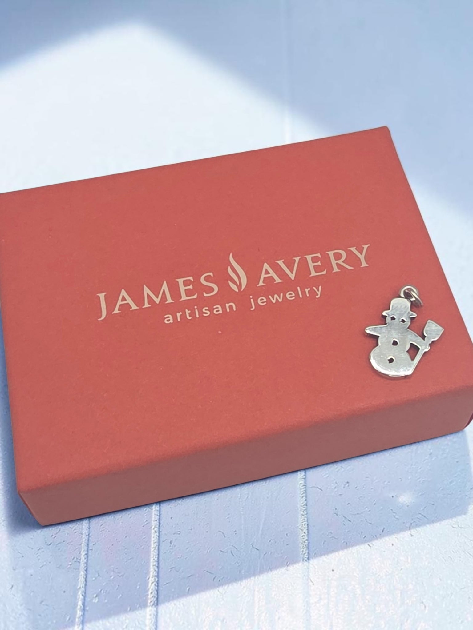 Retired James Avery 925 Sterling Silver Winter Snowman Charm with Box & Pouch