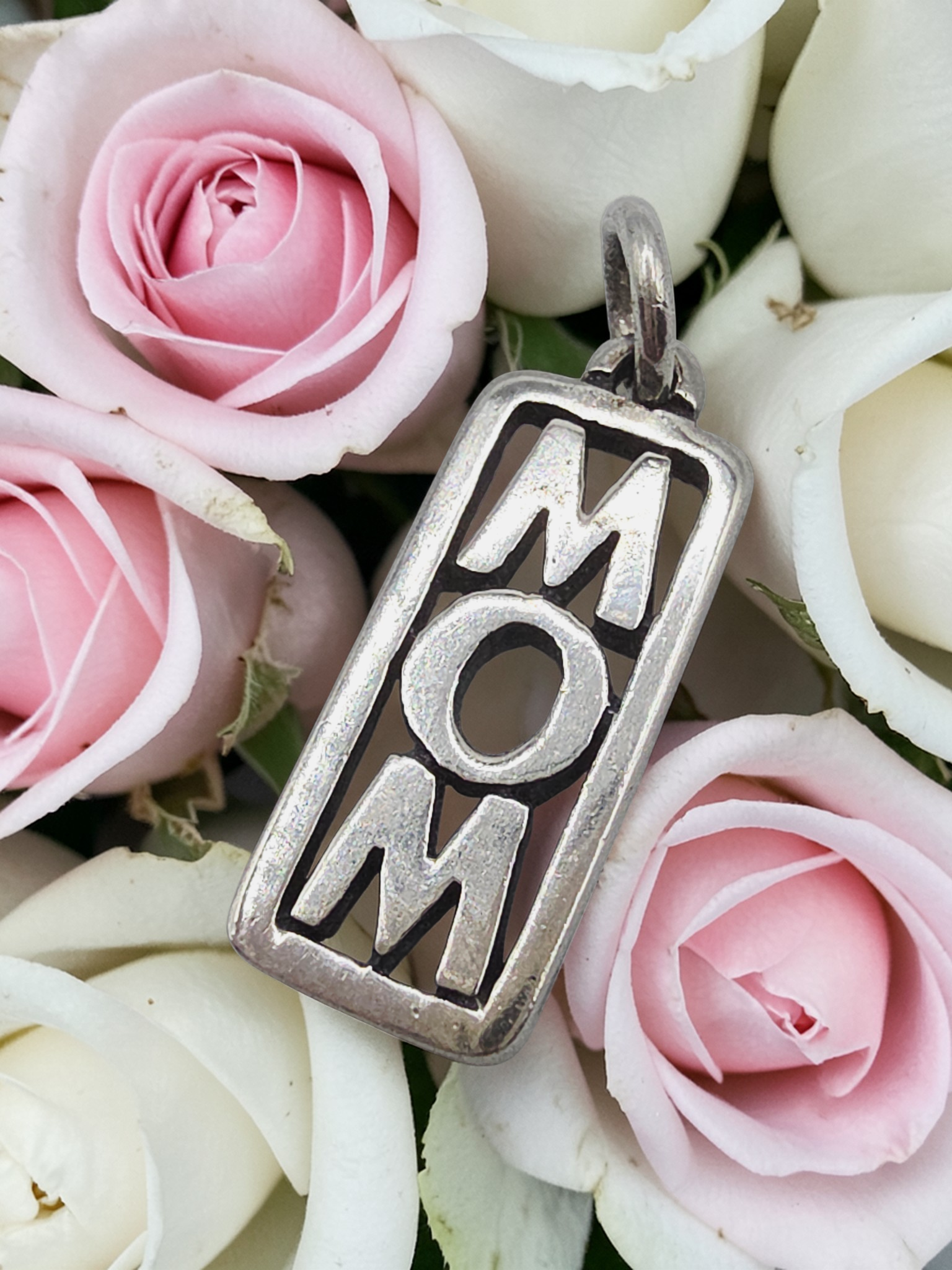RETIRED James Avery Mom 925 Sterling Silver Charm Pendant - Uncut Loop
