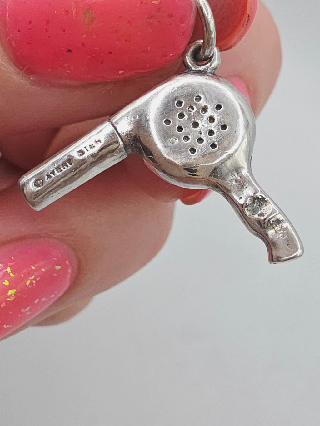 RETIRED James Avery Hair Blow Dryer 925 Sterling Silver Charm Pendant