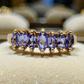 Solid 10K Yellow Gold Ring with Marquise Cut Tanzanite Size 6.75