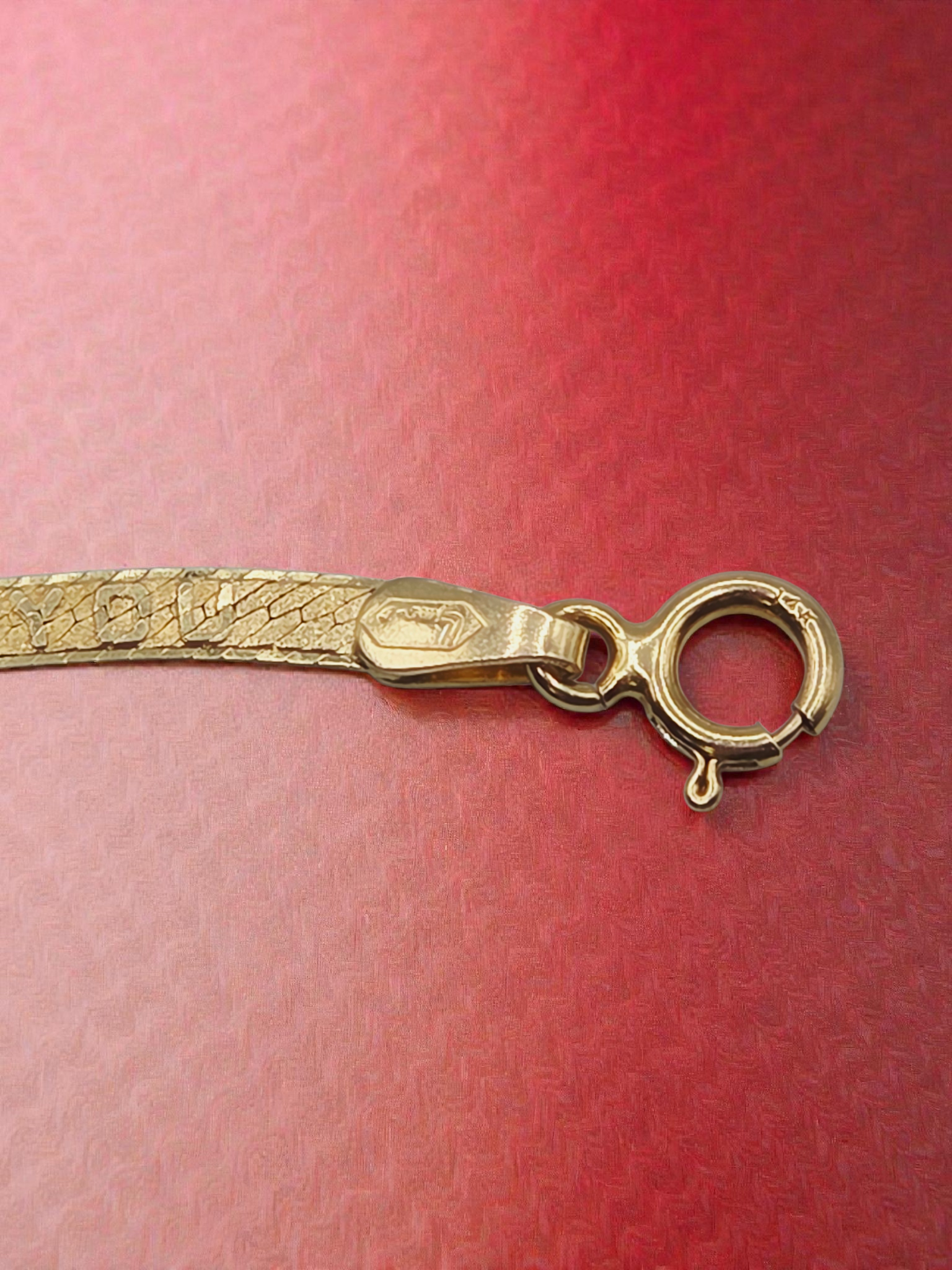 Solid 14K Yellow Gold I LOVE YOU Herringbone Bracelet - ITALY - 7 1/8 Inch