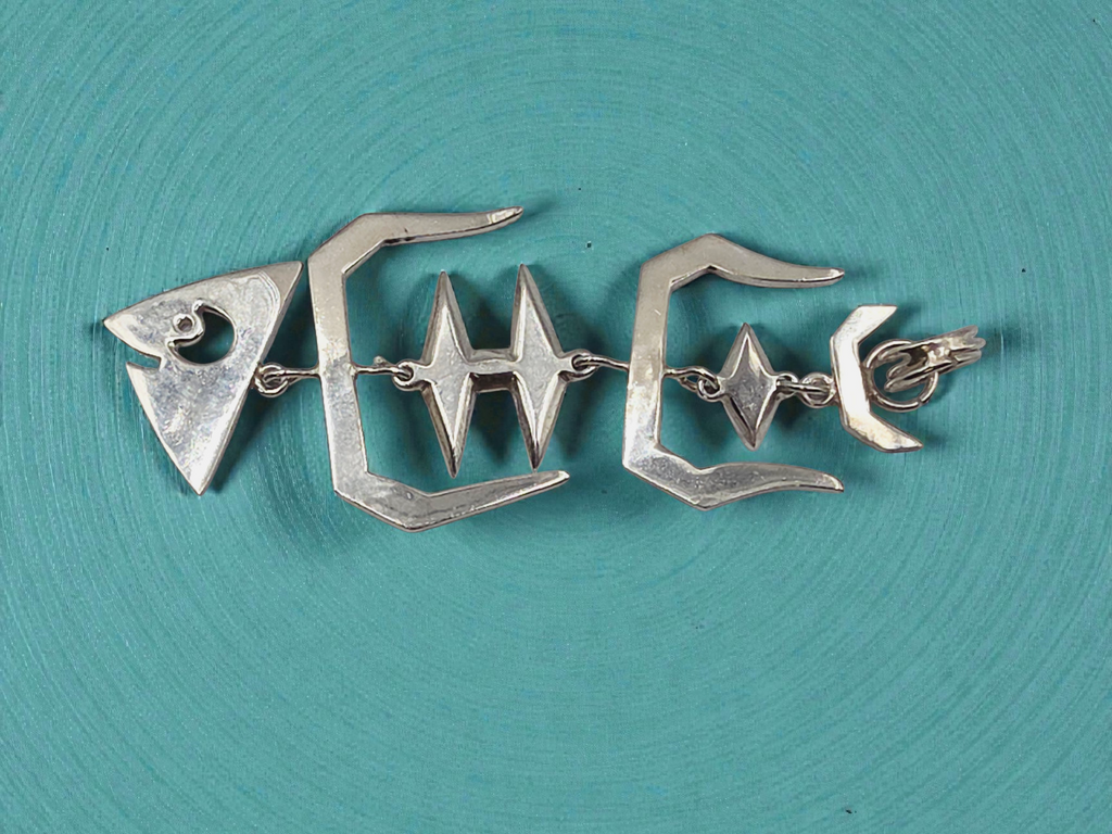 925 Sterling Silver Articulating Fish Bones Necklace Pendant - 4 Inches