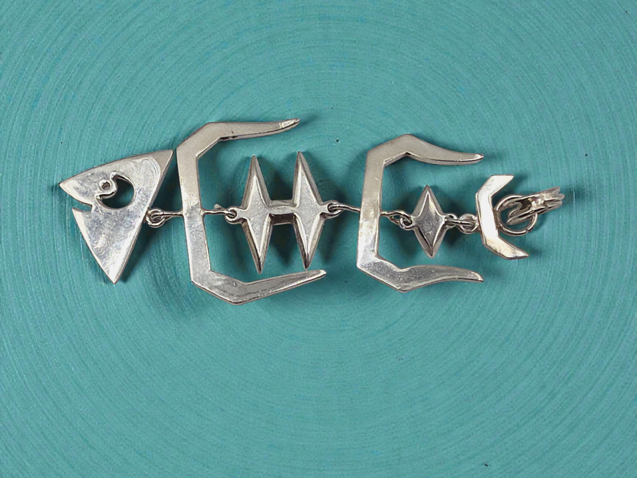 925 Sterling Silver Articulating Fish Bones Necklace Pendant - 4 Inches