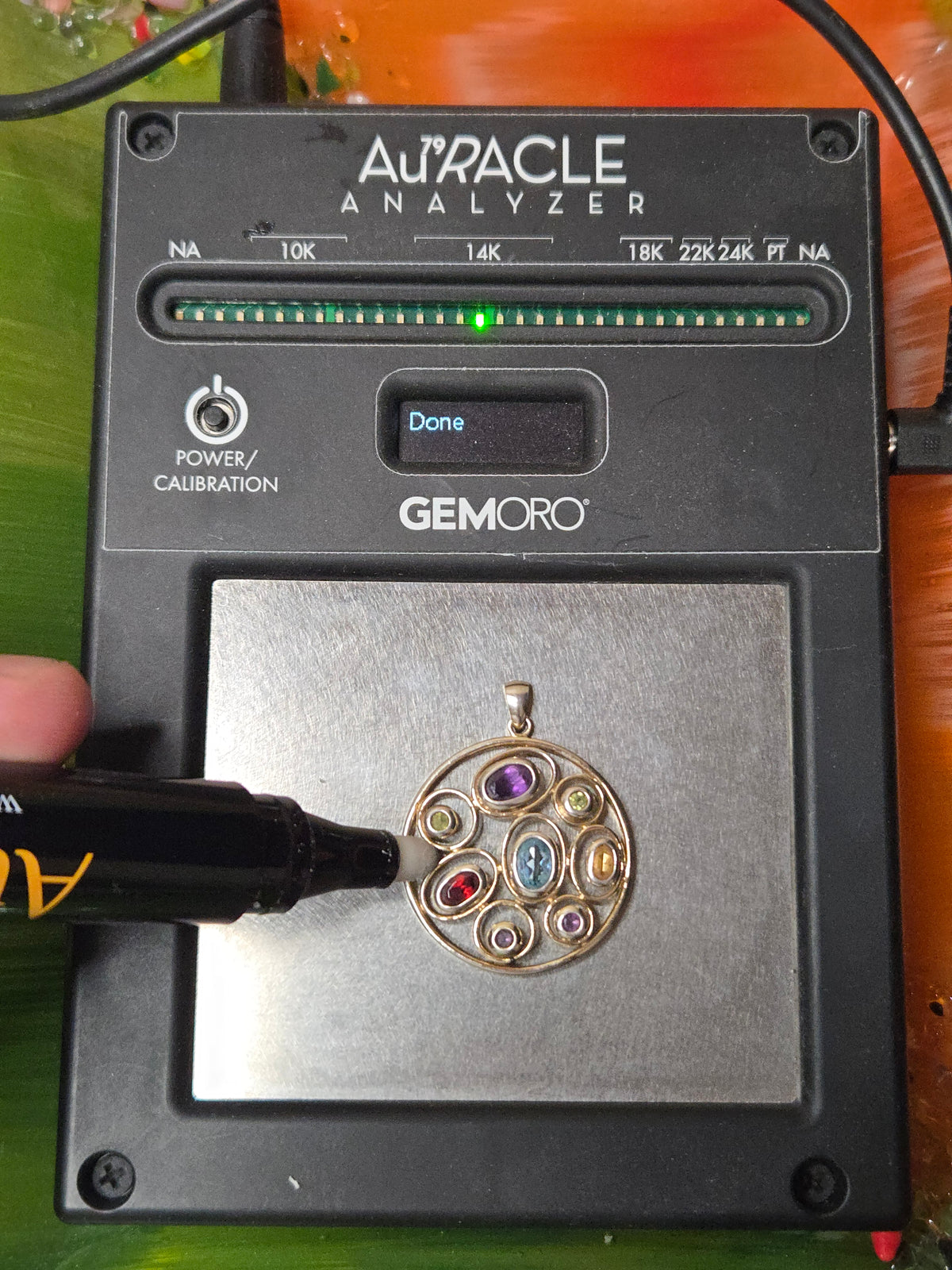 Heng Ngai Sterling Silver 14K Gold Plated Amethyst Blue Topaz Garnet Pendant