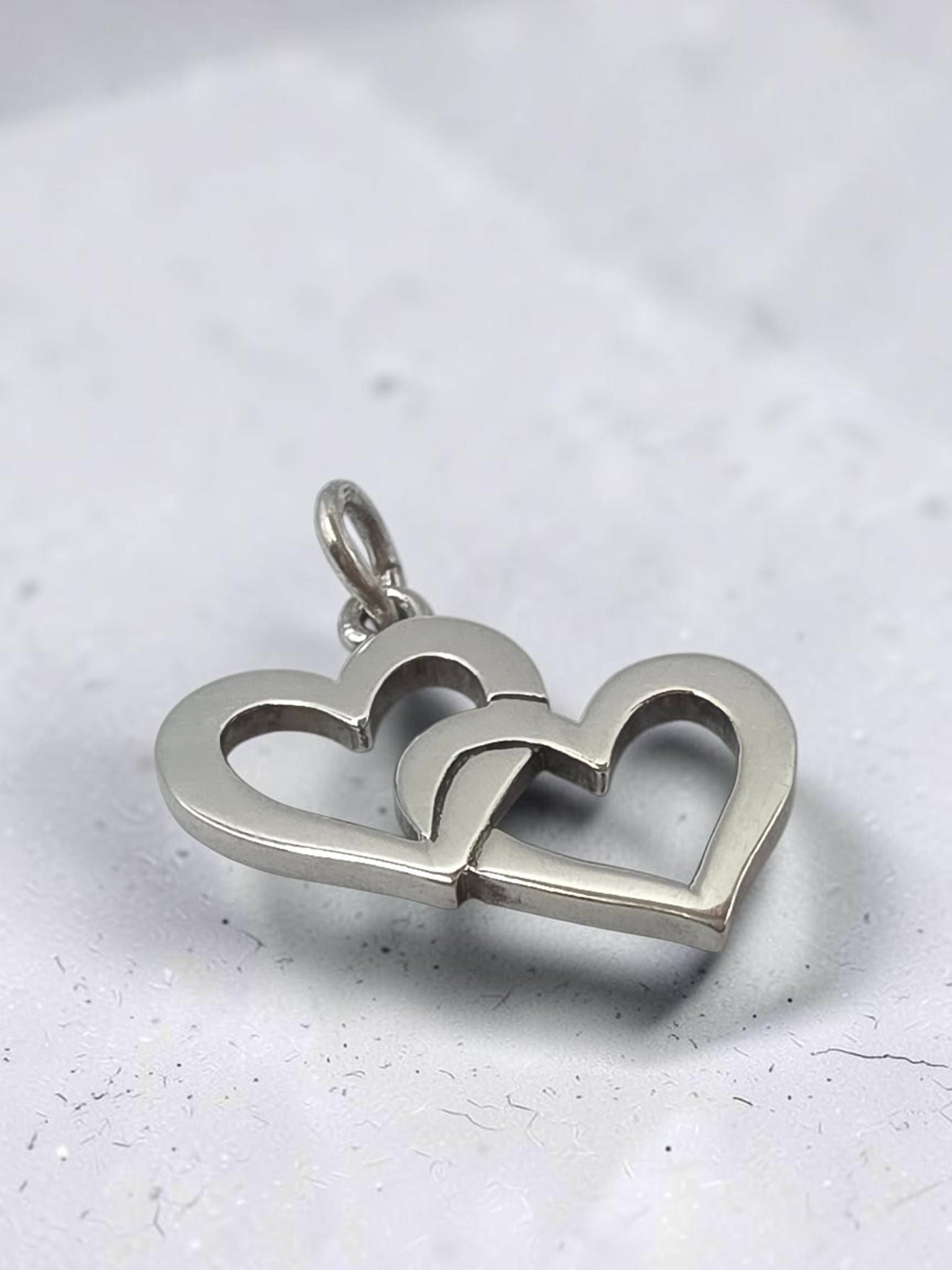 Retired James Avery 925 Sterling Silver Double Open Cupid Hearts Charm Pendant