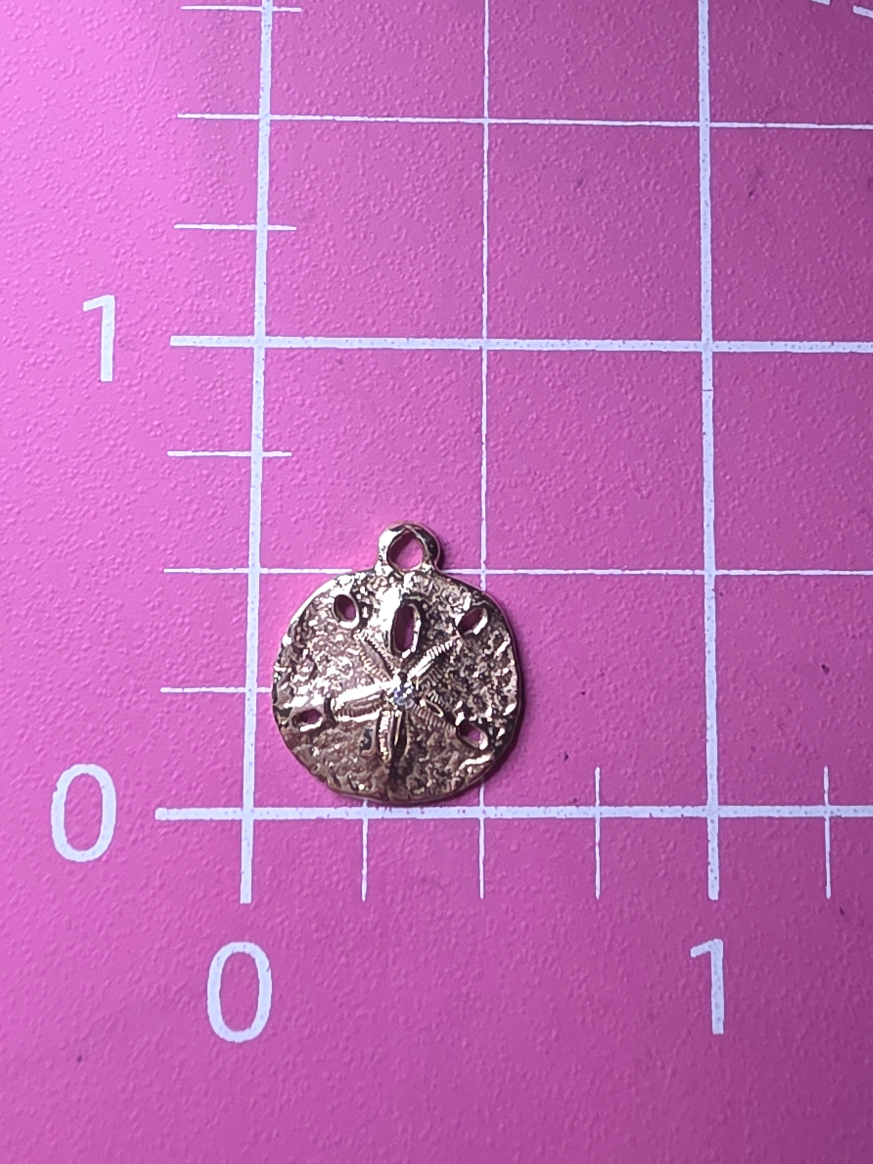 James Avery Solid 14K Gold Sand Dollar Charm Custom Diamond Accent One of a Kind