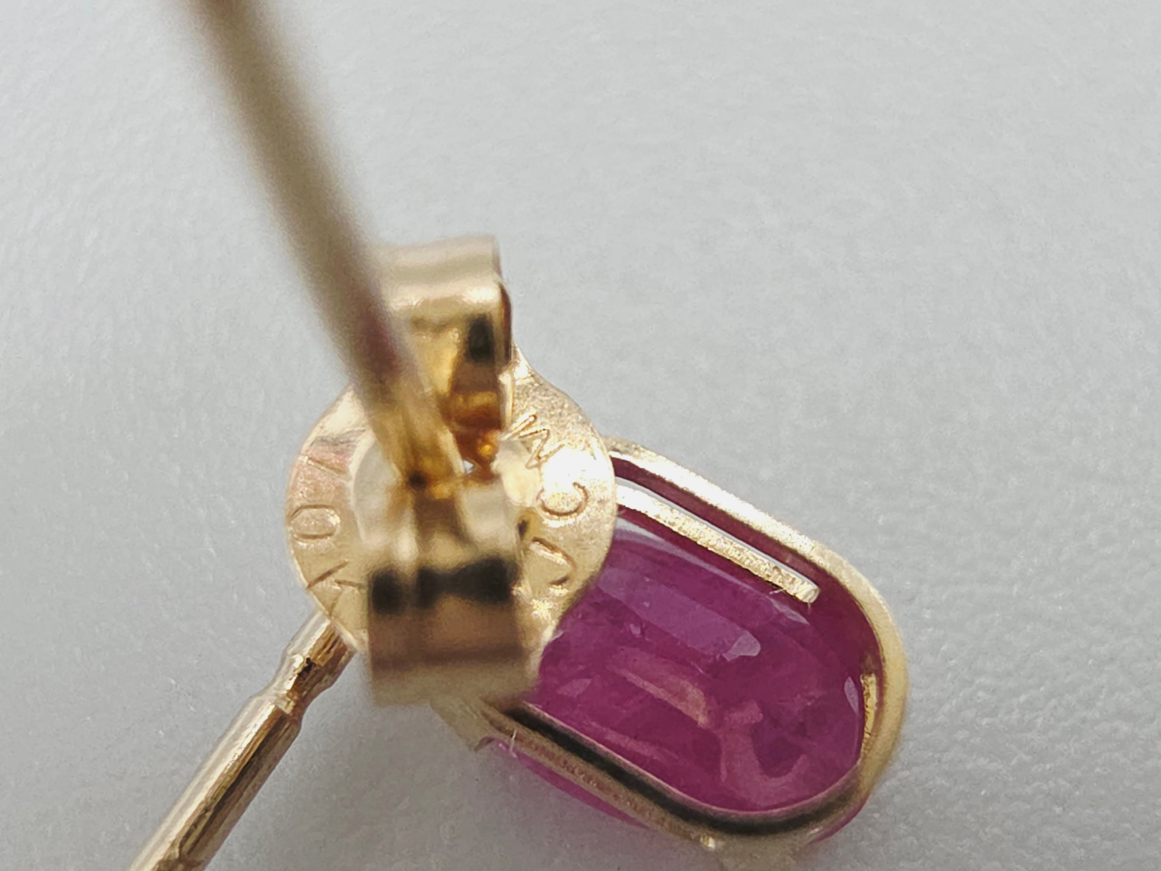 JCM Solid 10K Yellow Gold Oval Cut Natural Ruby Stud Earrings