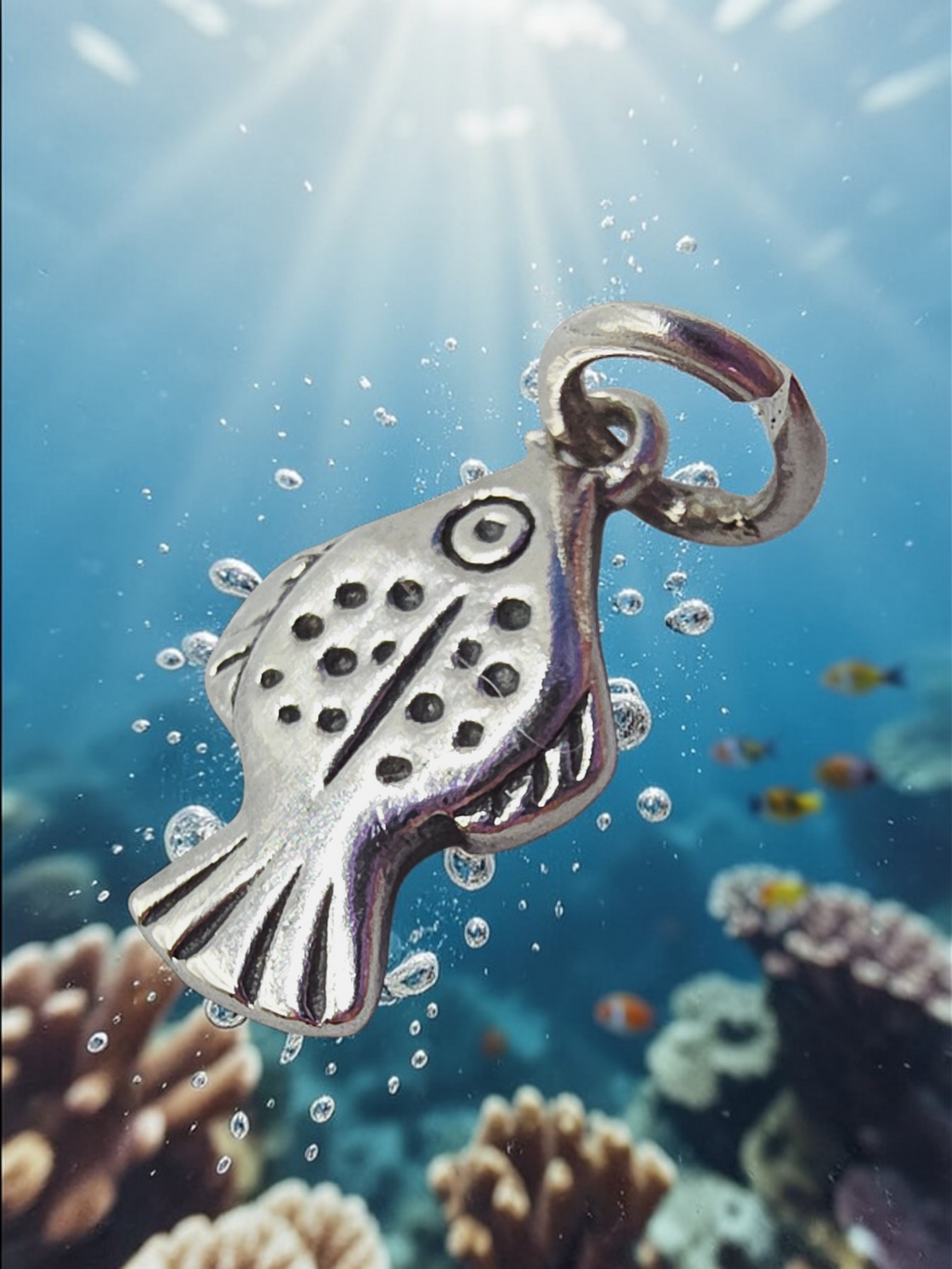 RETIRED James Avery Spotted Flounder Fish Charm Pendant with Box