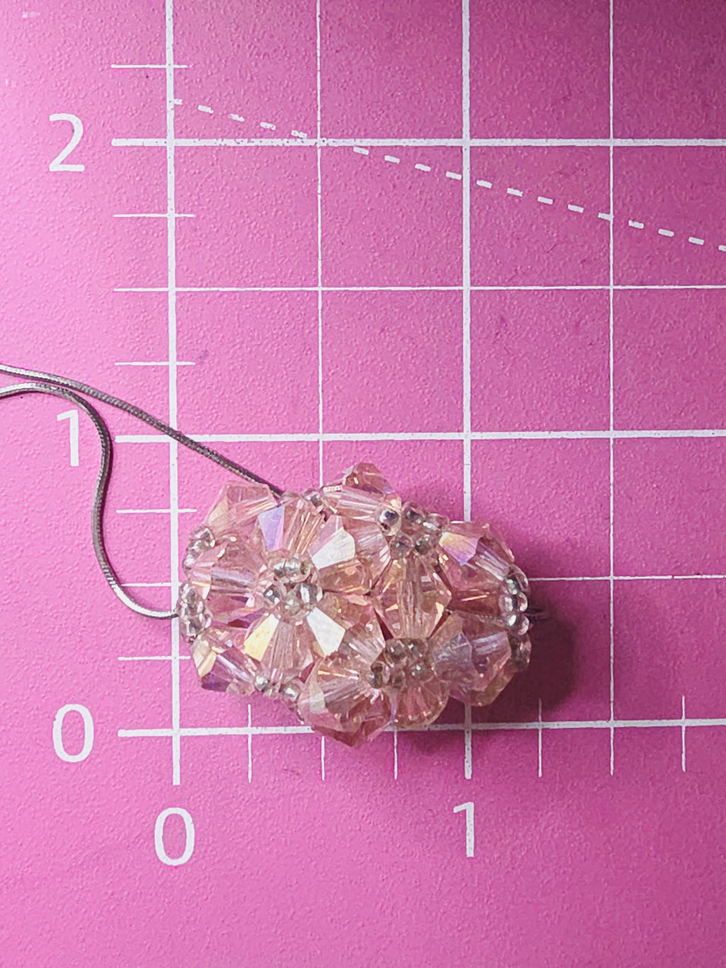 Sterling Silver Pink Faceted Bead Cluster Pendant Necklace Italy 18 Inch