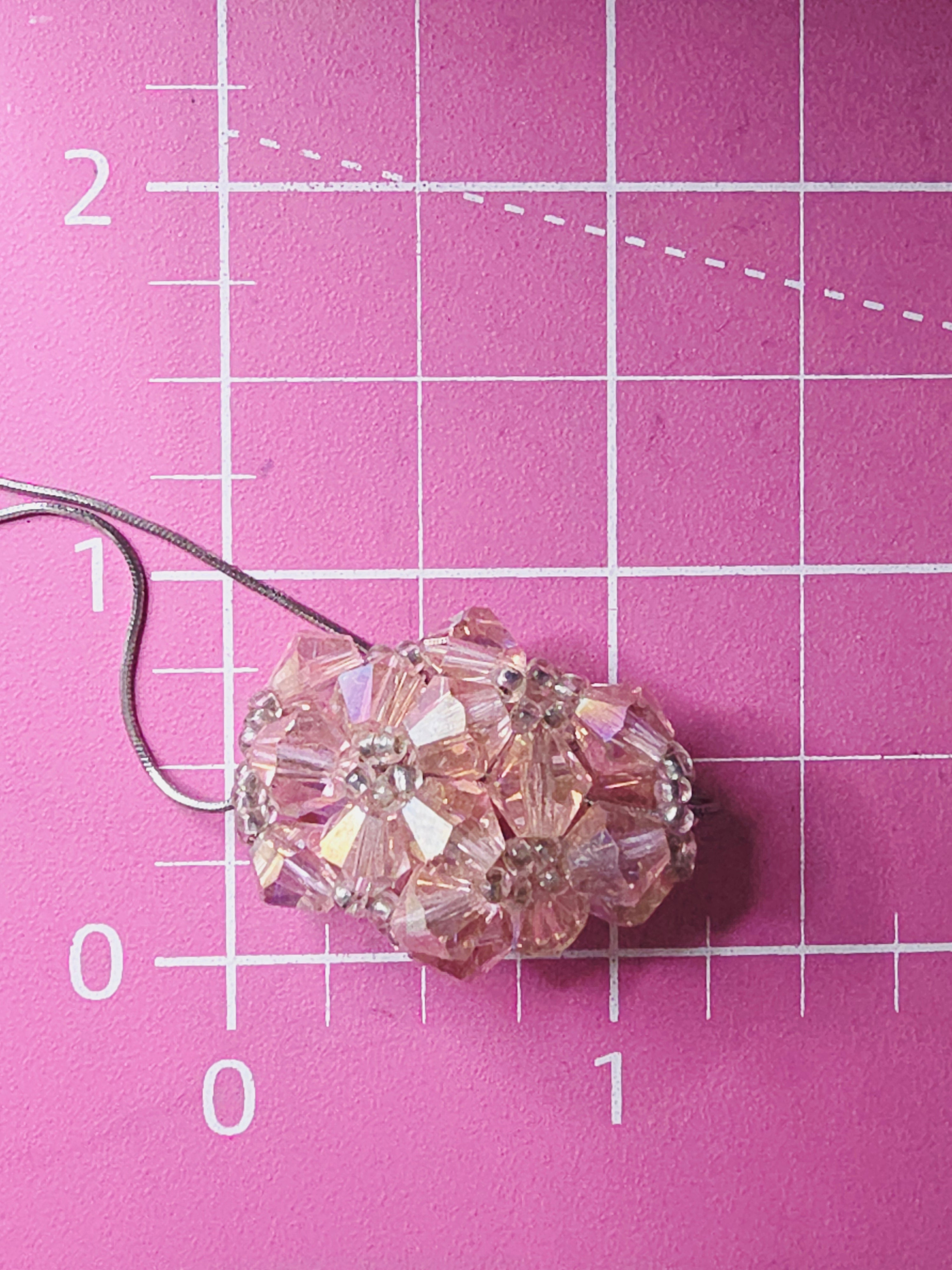 Sterling Silver Pink Faceted Bead Cluster Pendant Necklace Italy 18 Inch