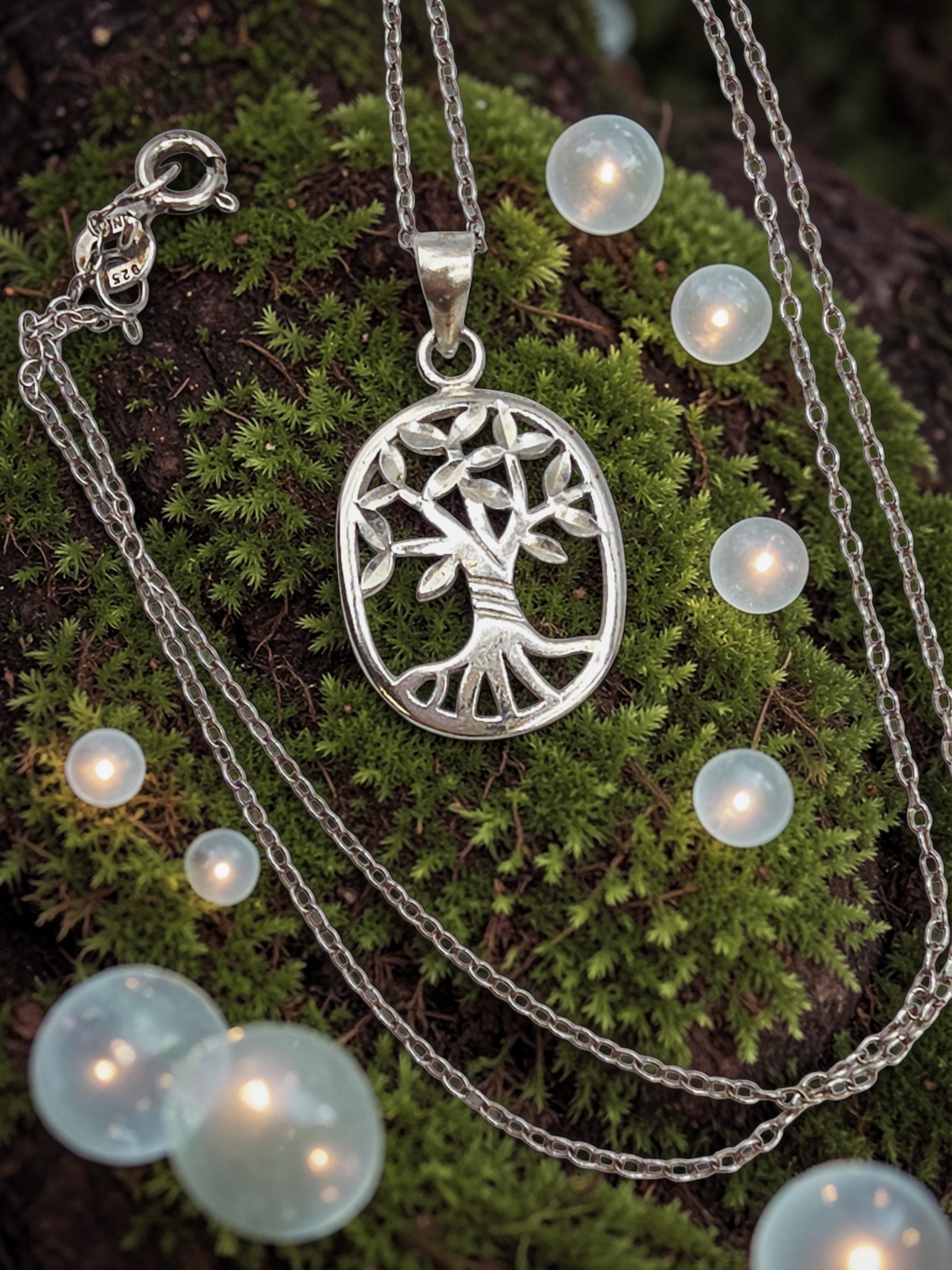 Solid 925 Sterling Silver Tree of Life Pendant Necklace – 18 Inch
