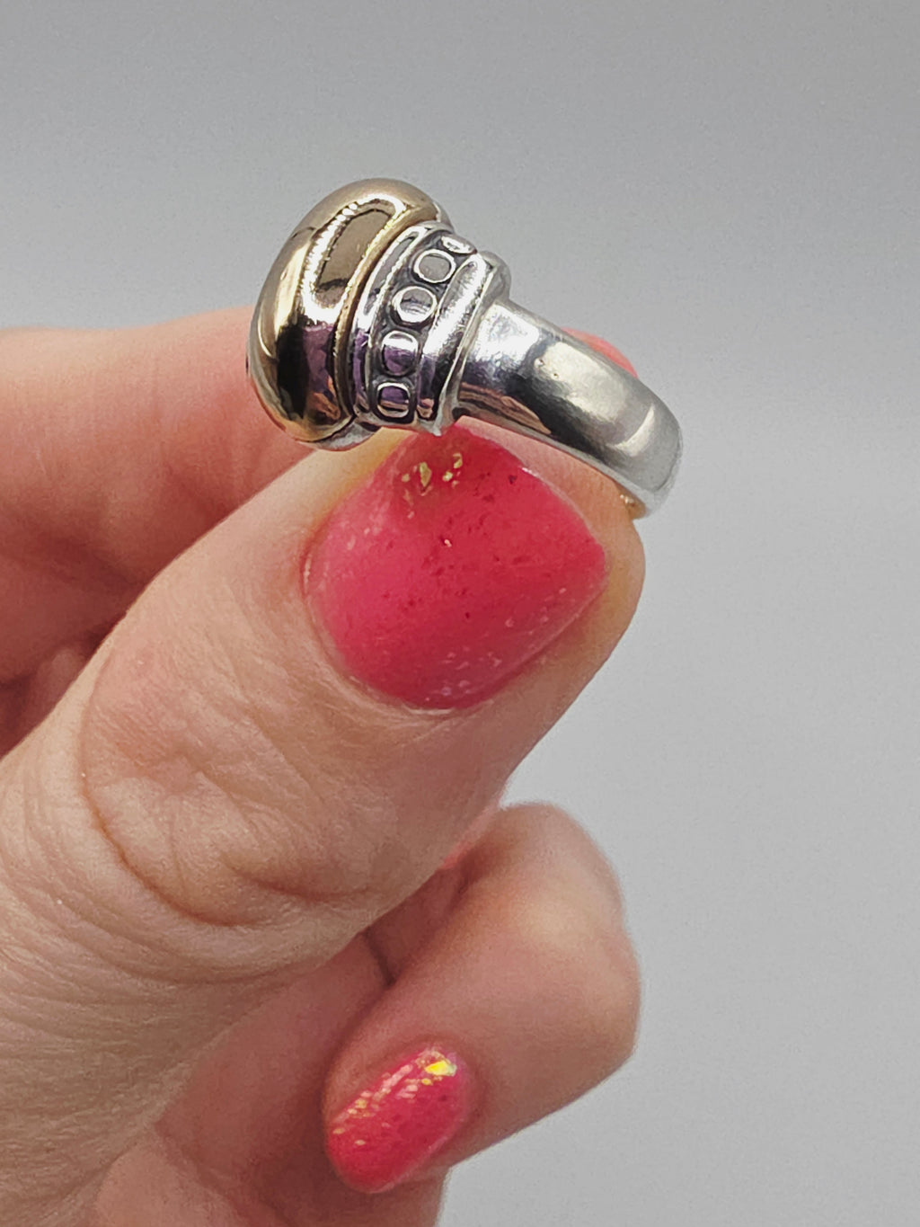 RETIRED James Avery Sterling Silver Beaded Ring with Solid 14K Gold Dome - 4.75