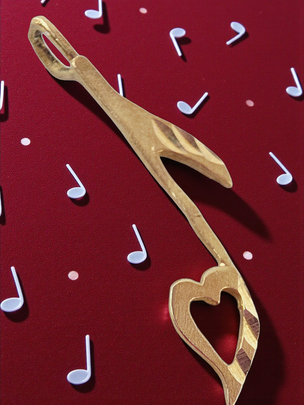 Michael Anthony Solid 14K Yellow Gold Music Note with Heart Necklace Pendant