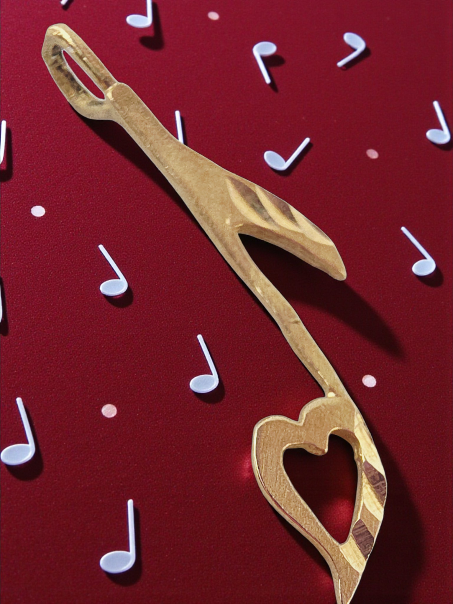 Michael Anthony Solid 14K Yellow Gold Music Note with Heart Necklace Pendant