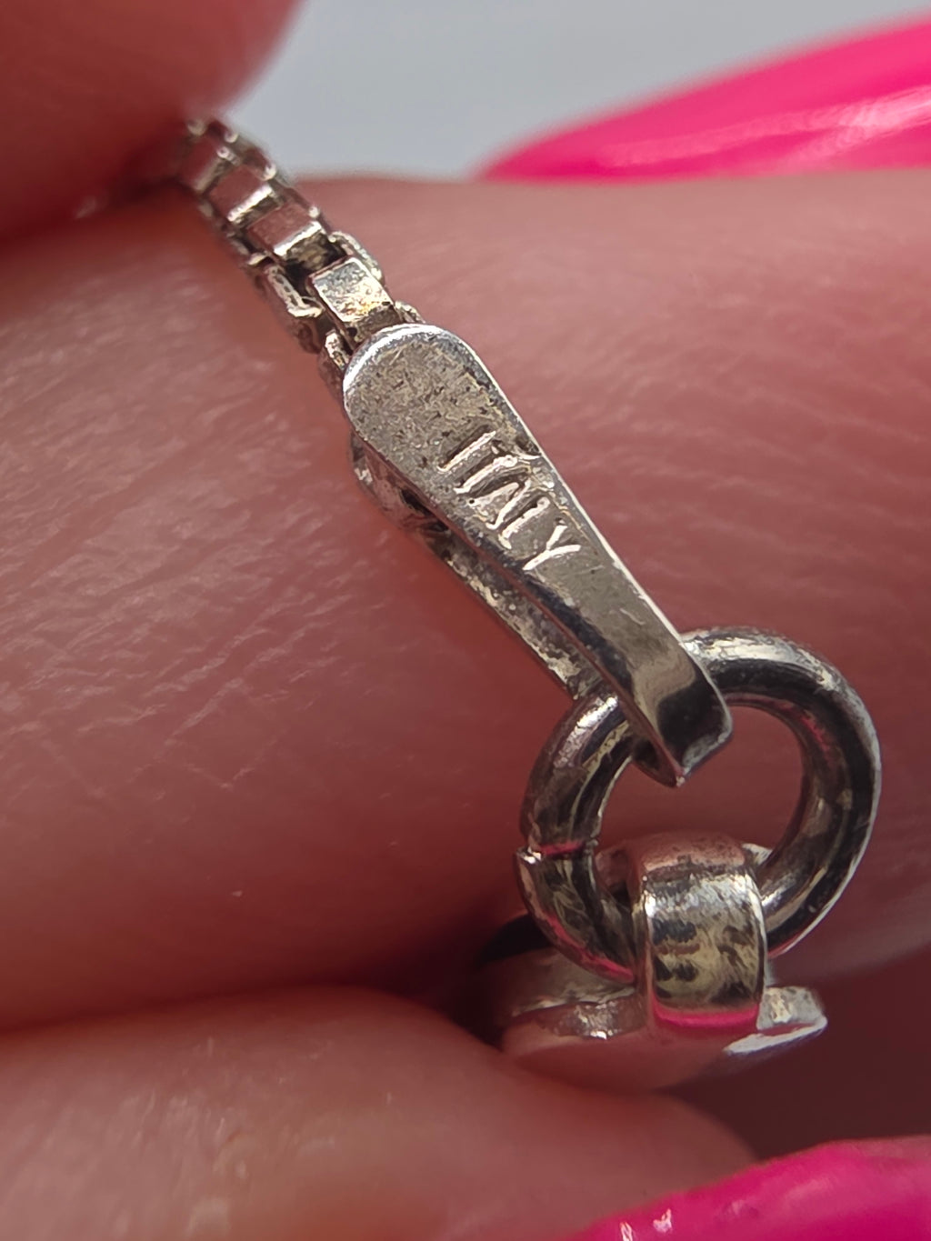 Sterling Silver Necklace with Heart and Tassels - 16 Inch - ITALY