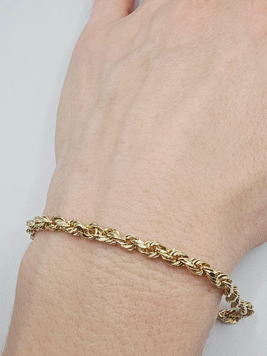 Solid 10K Yellow Gold Rope Chain Bracelet 8.25 Inches