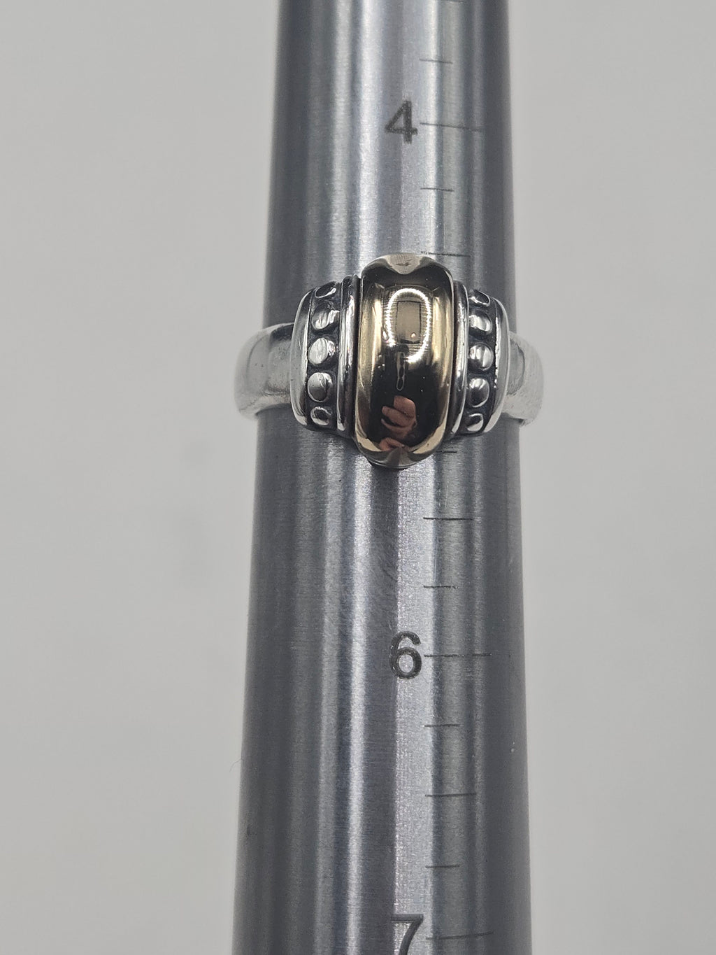 RETIRED James Avery Sterling Silver Beaded Ring with Solid 14K Gold Dome - 5