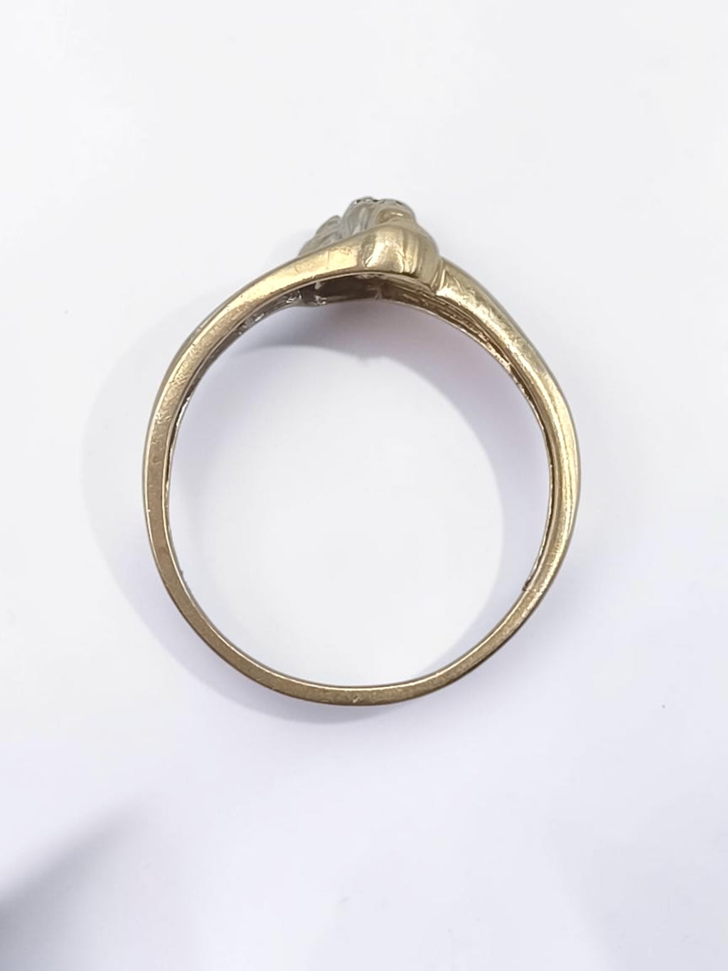 JWBR Solid 10K Yellow Gold Three Stone Baguette Diamond Bypass Ring Size 8.75