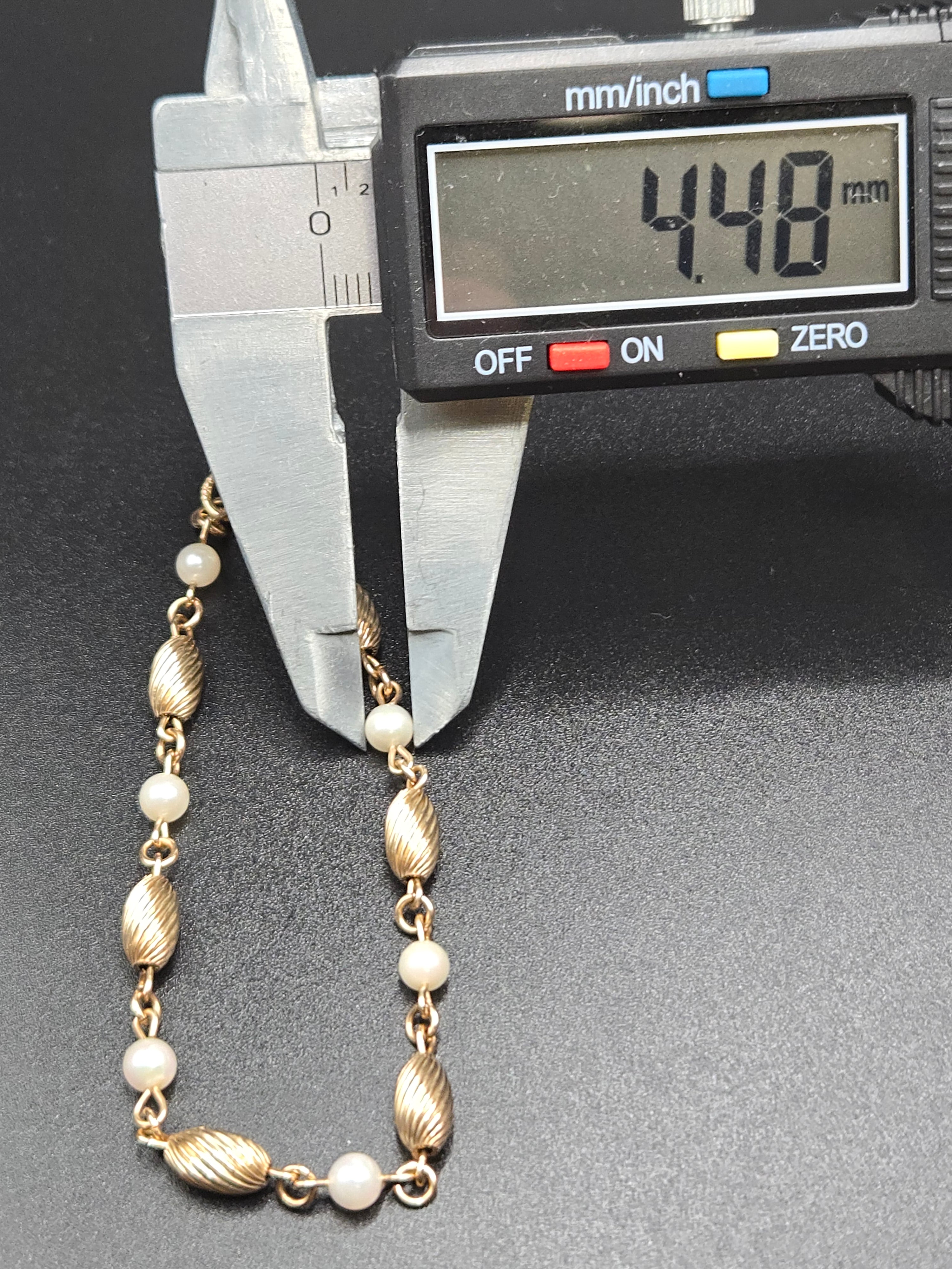 Solid 14K Yellow Gold Bracelet with Pearls – 7 Inches